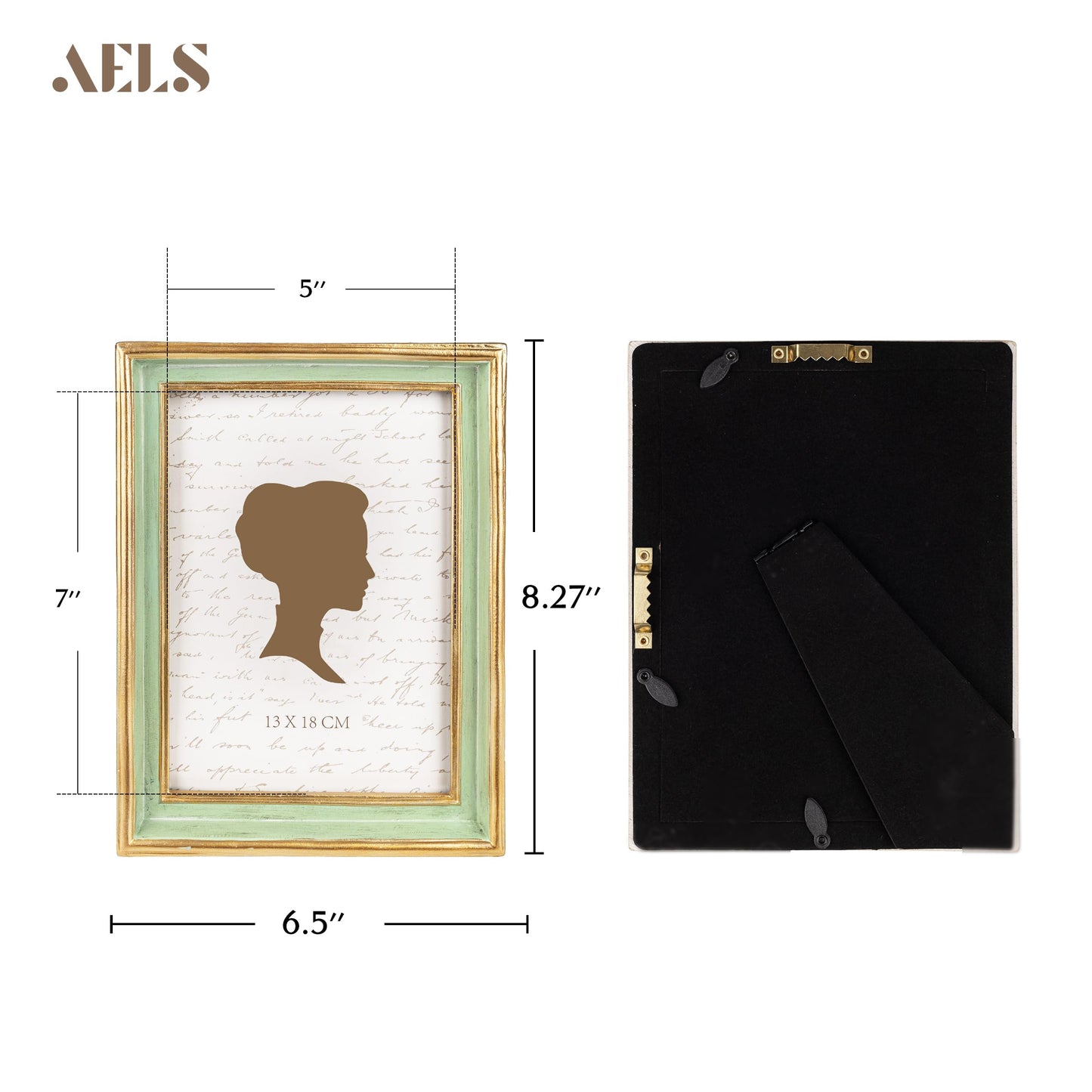 AELS 8x10 Inch Vintage Picture Frame, Elegant Antique Photo Frames with Glass Front, Photo Display, Tabletop Wall Hanging, Gift Ideas, Teal Blue with Gold Trim