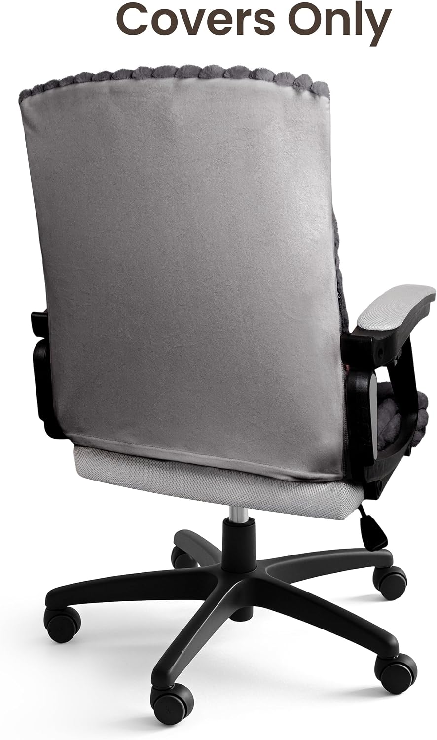 AELS Faux Fur Office Chair Cover with Zipper, Chair Slipcover Dark Grey