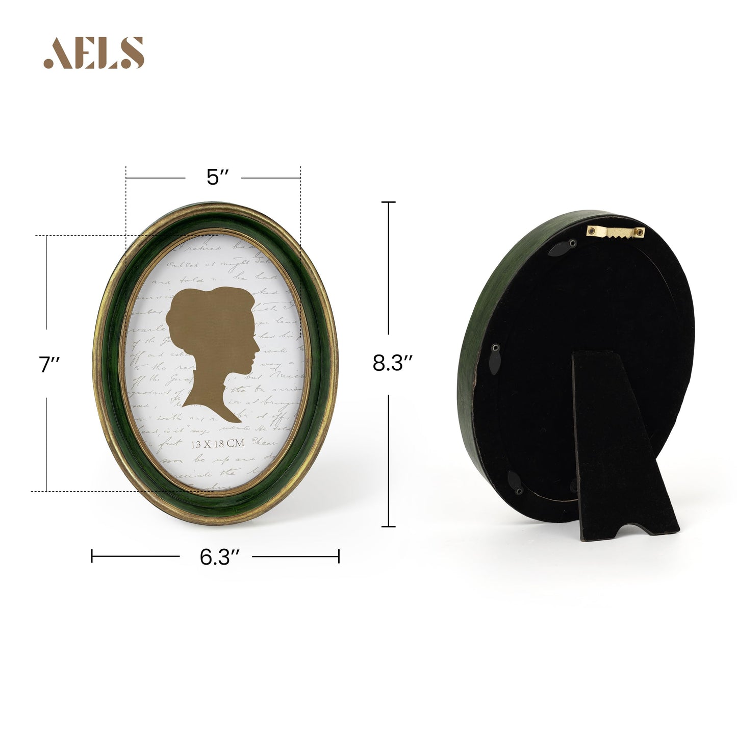 AELS 2.5x3.5 Inch Small Wallet Size Vintage Picture Frame, Elegant Antique Mini Photo Frames with Glass Front, Photo Display, Tabletop Wall Hanging, Gift Ideas, Black Oval with Gold Trim