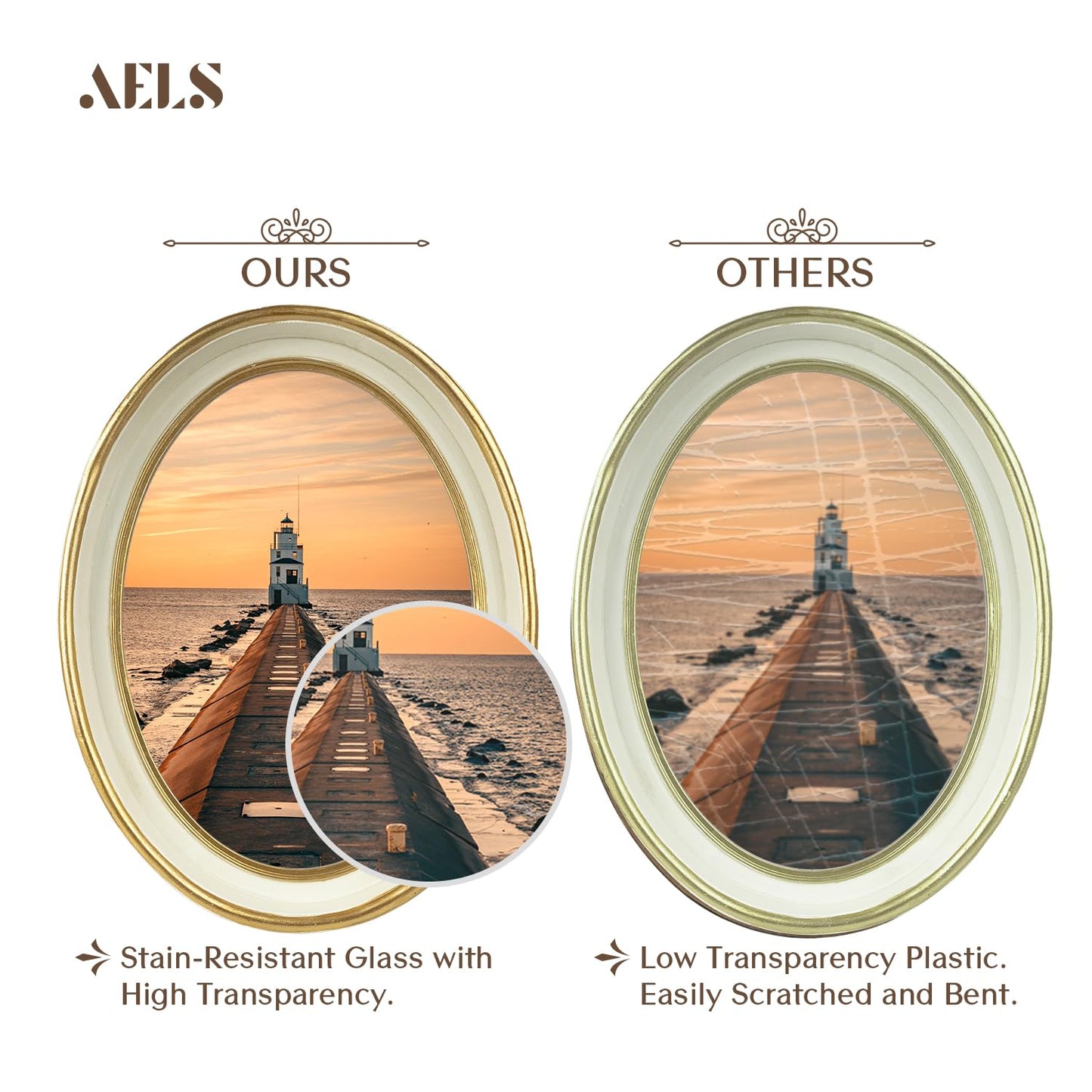 AELS 2.5x3.5 Inch Small Wallet Size Vintage Picture Frame, Elegant Antique Mini Photo Frames with Glass Front, Photo Display, Tabletop Wall Hanging, Gift Ideas, Black Oval with Gold Trim