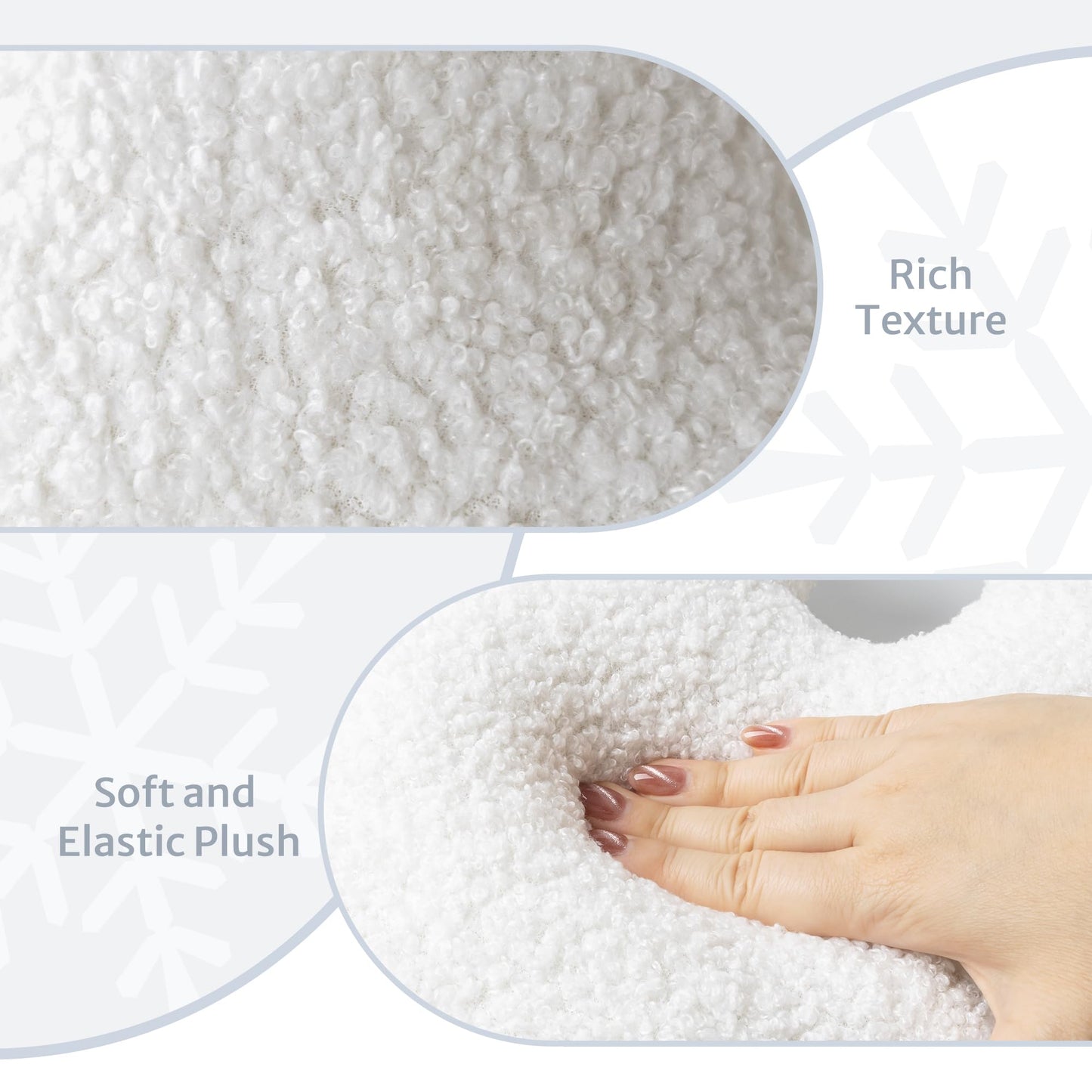 AELS 21.6 Inches Tufted 3D Snowflake Christmas Decorative Throw Pillow, Cute Winter Plush Throw Pillow, Living Room Bedroom Nursery Decor, Christmas Decoration