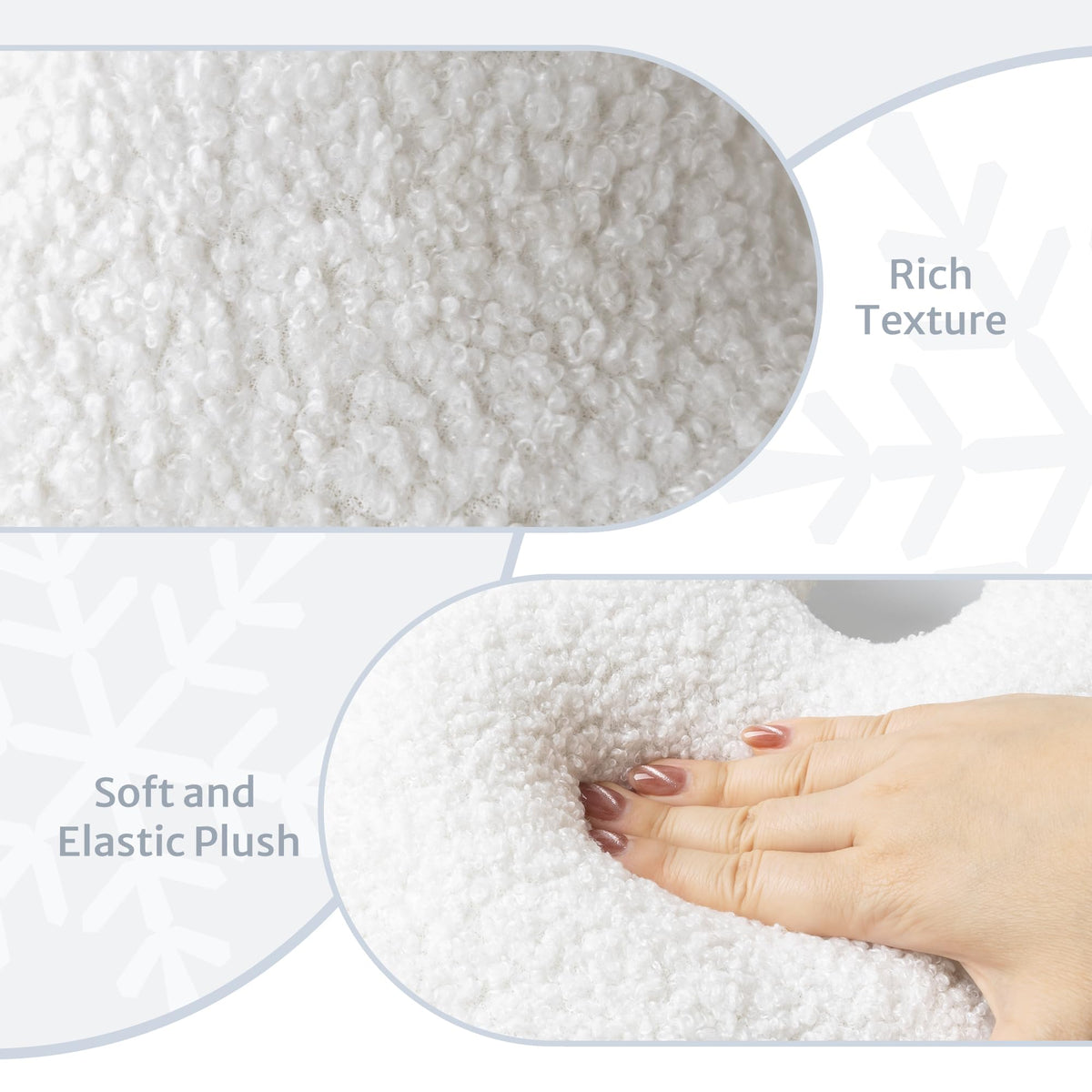 AELS Set of 2 Snowflake Christmas Faux Fur Decorative Throw Pillows, White