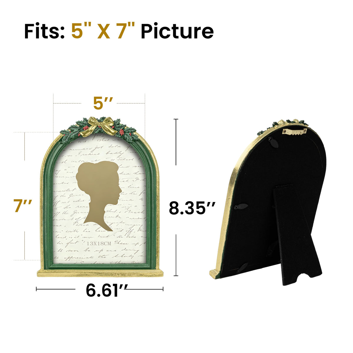 AELS 4x6 Inch Vintage Christmas Tree Picture Frames White Gold Bow