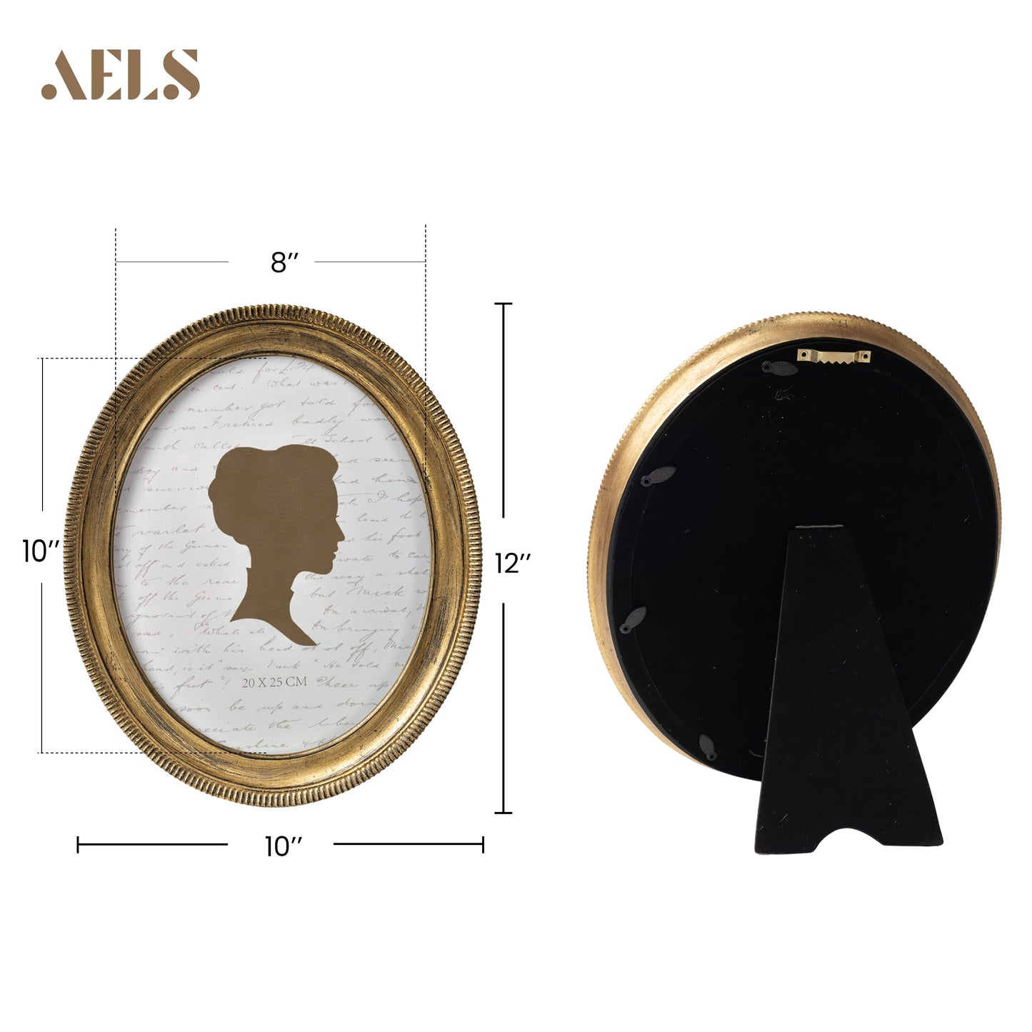AELS 5x7 Inch Vintage Oval Picture Frame, Elegant Antique Ridged Design Photo Frames with Glass Front, Photo Display, Tabletop Wall Hanging, Gift Ideas, Distressed Bronze