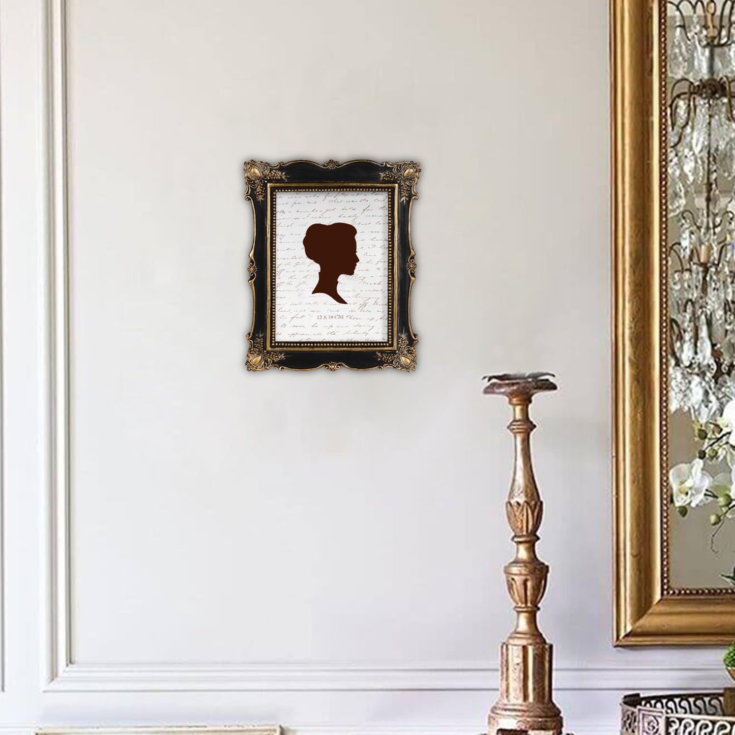 AELS 5x7 Inch Vintage Picture Frame, Elegant Antique Photo Frames with Glass Front, Photo Display, Tabletop Wall Hanging, Gift Ideas, Gold and Black