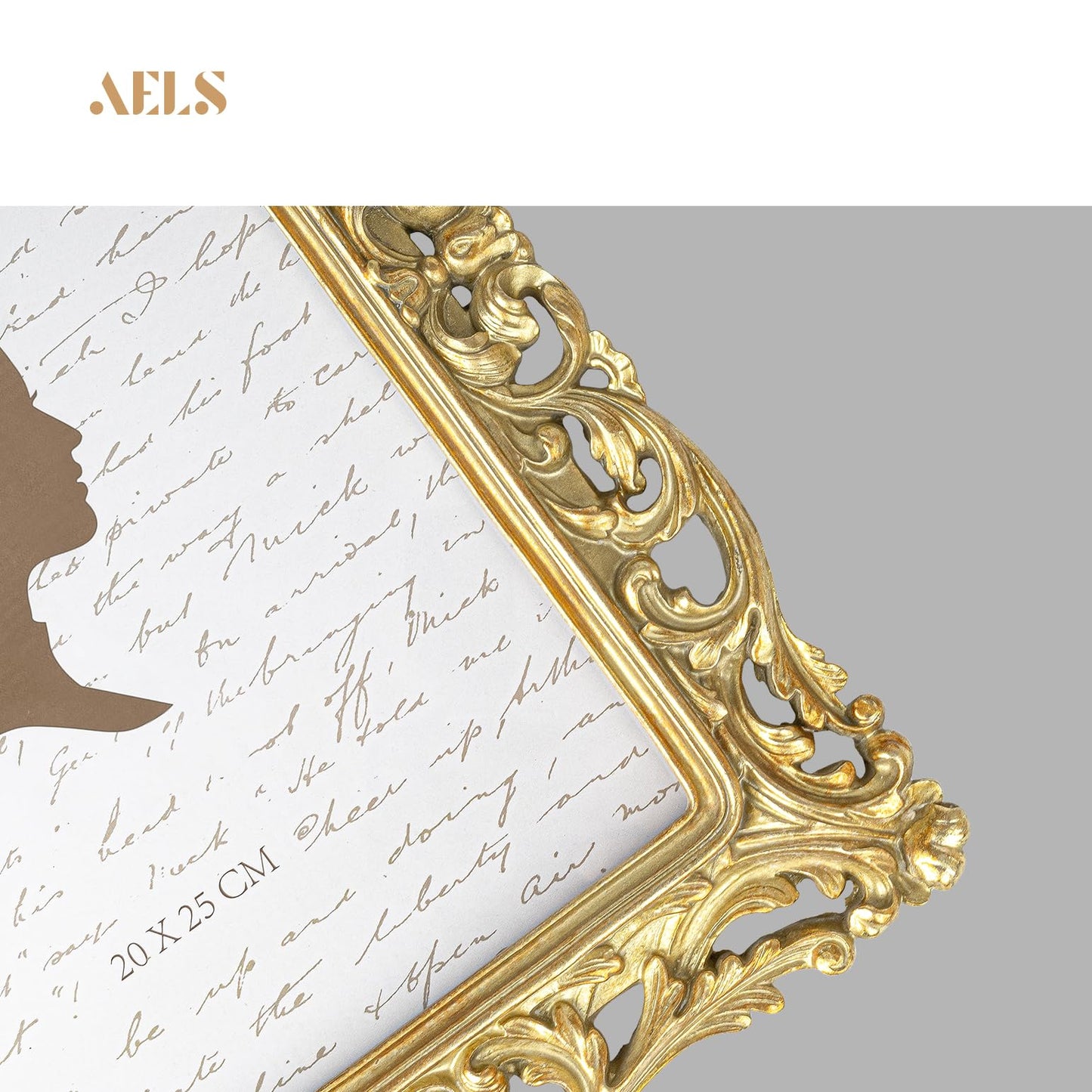 AELS 8x10 Inch Vintage Picture Frame, Elegant Antique Photo Frames with Glass Front, Photo Display, Tabletop Wall Hanging, Gift Ideas, Silver-gold Hollow Pattern
