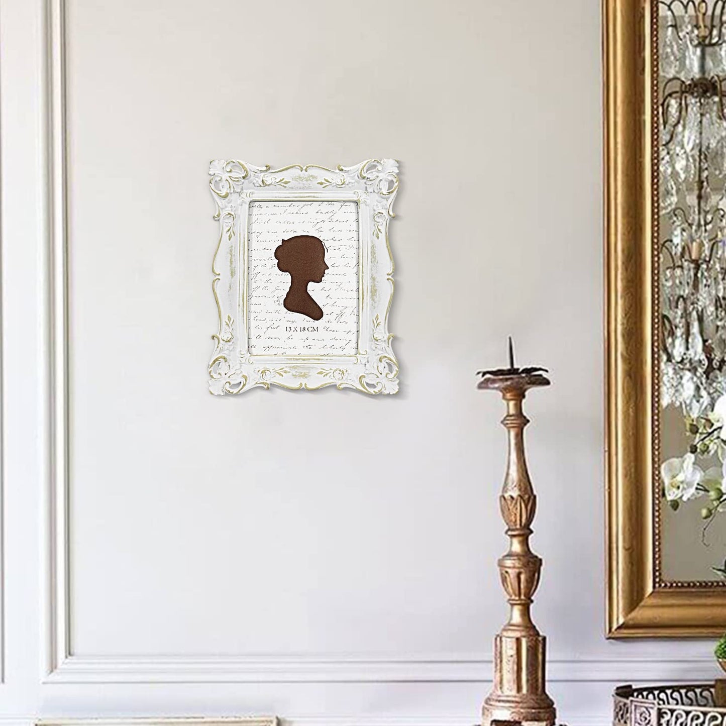 AELS 5x7 Inch Vintage Picture Frame, Elegant Antique Photo Frames with Glass Front, Photo Display, Tabletop Wall Hanging, Gift Ideas, Off White