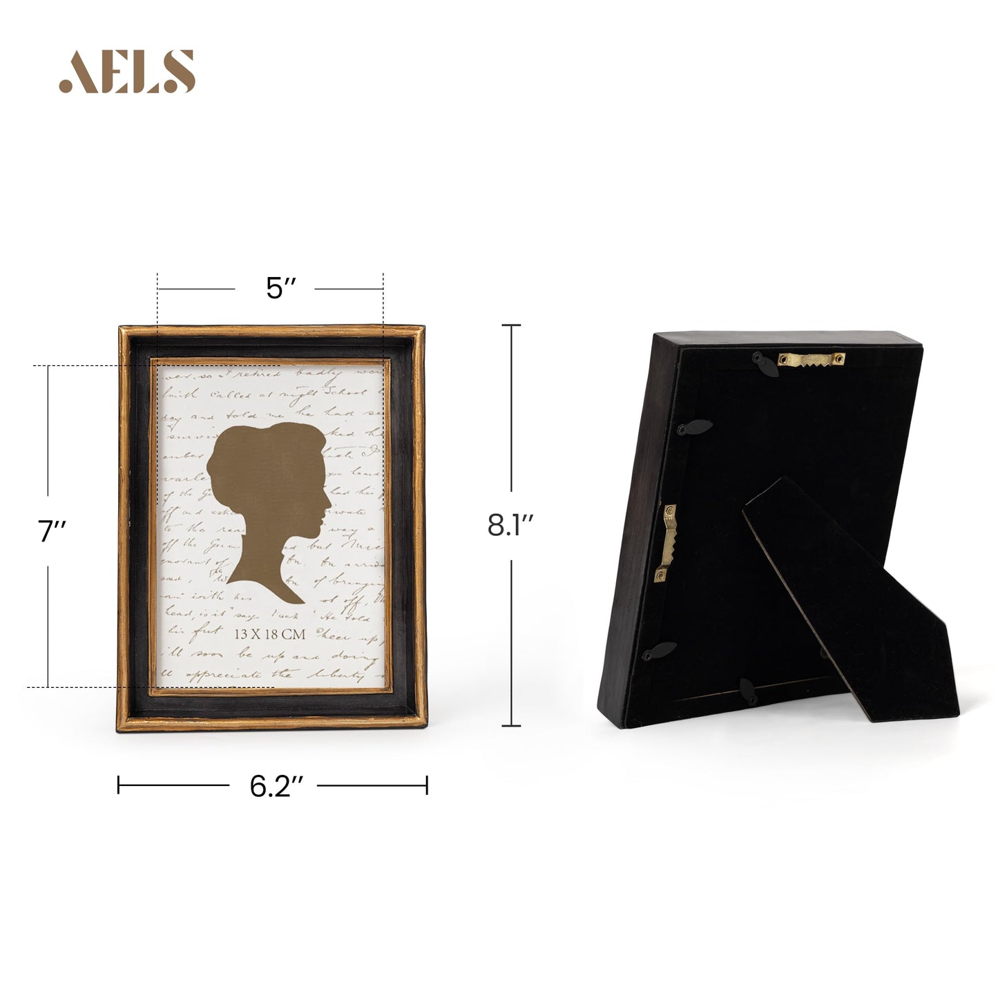 AELS 8x10 Inch Vintage Picture Frame, Elegant Antique Photo Frames with Glass Front, Photo Display, Tabletop Wall Hanging, Gift Ideas, Teal Blue with Gold Trim