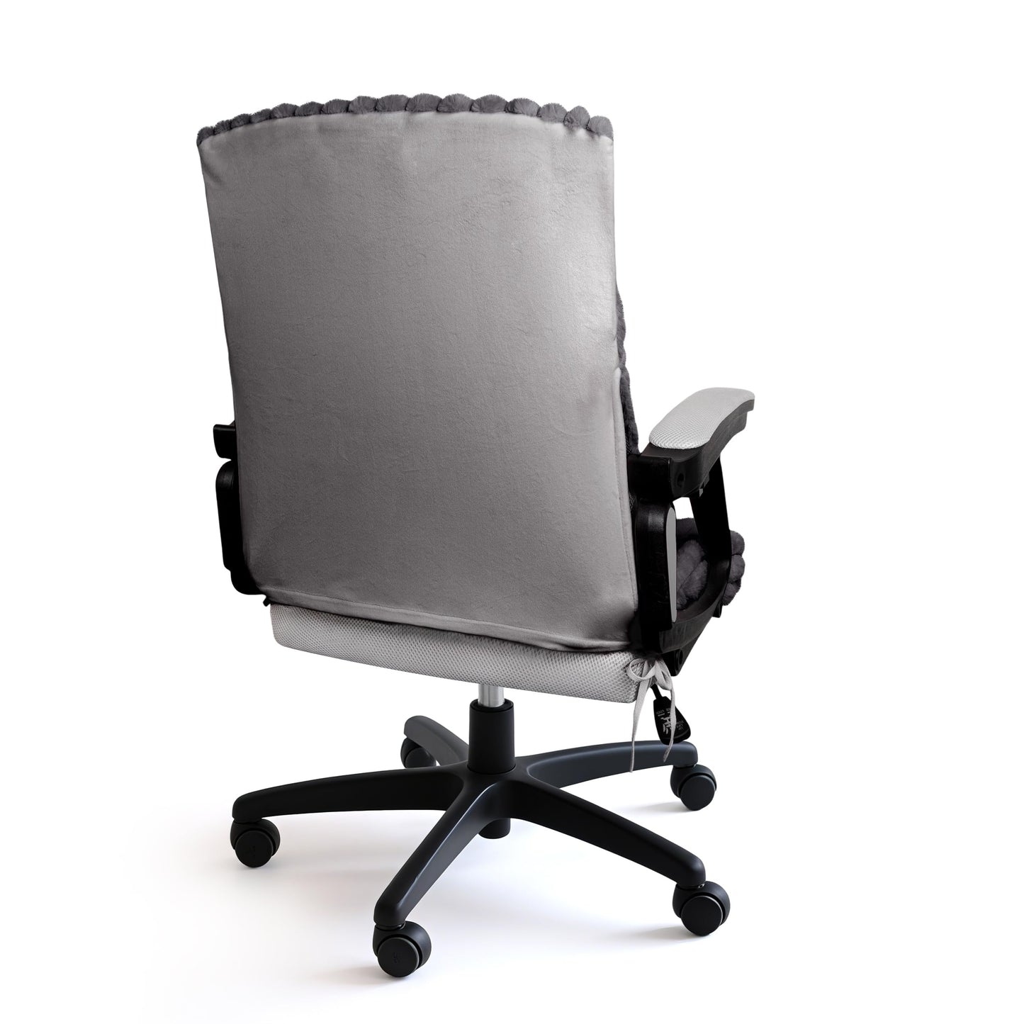 AELS Faux Fur Striped Office Chair Cover, Desk Chair Cover Computer Office Chair Covers - Fits Desk Chair/Armchair, Soft Breathable Fabric - Washable & Removable for Home & Office, Cream White