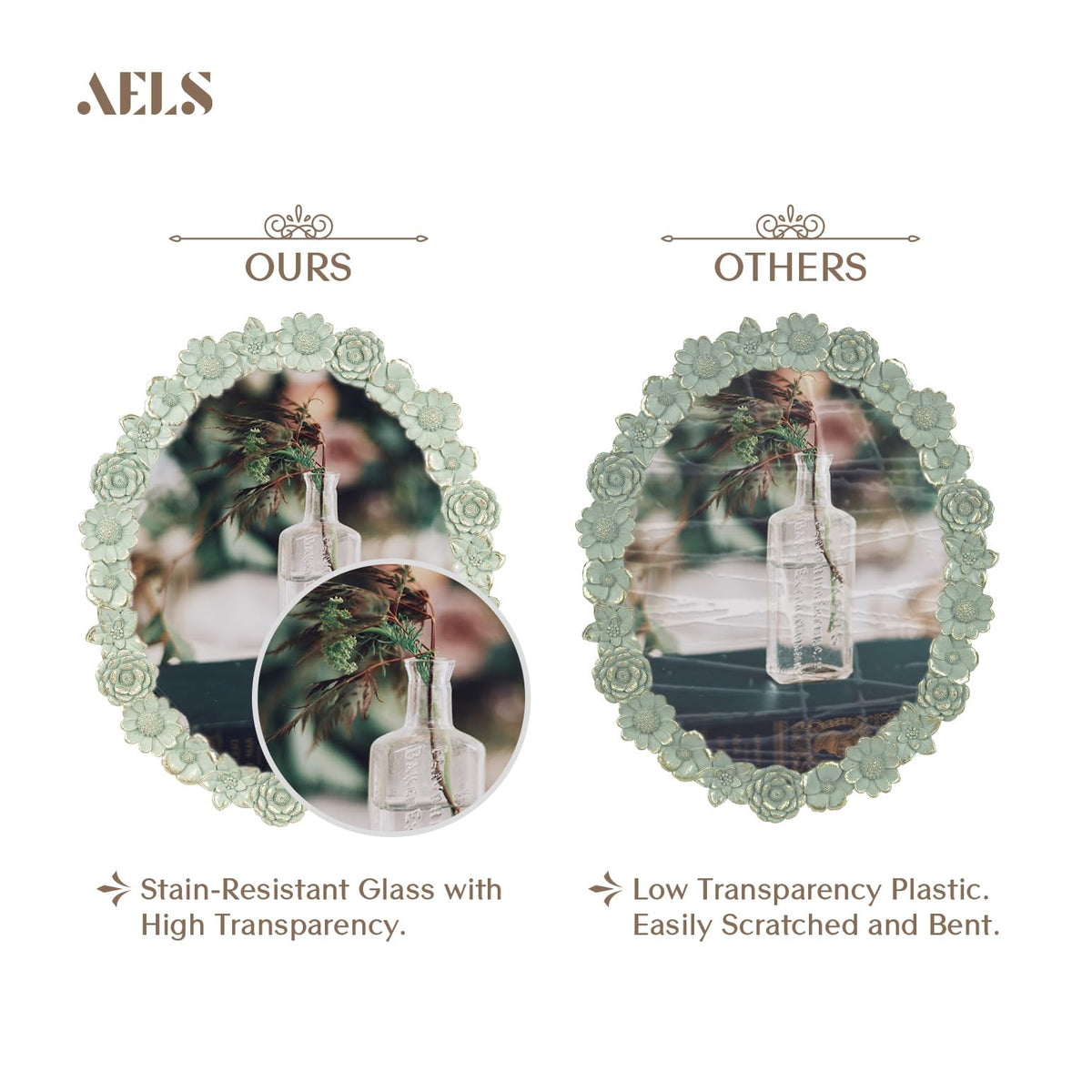 AELS 5x7 Inch Vintage Picture Frame, Elegant Antique Oval Photo Frames with Glass Front, Photo Display, Tabletop Wall Hanging, Gift Ideas, Gold Flower