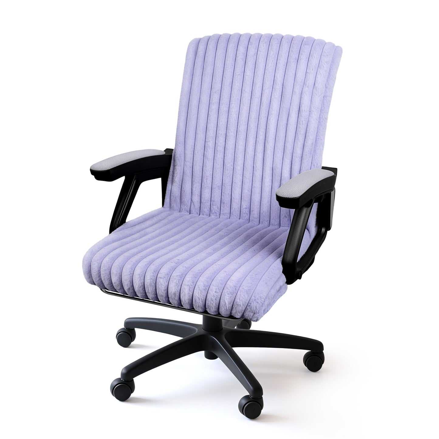 AELS Faux Fur Striped Office Chair Cover, Desk Chair Cover Computer Office Chair Covers - Fits Desk Chair/Armchair, Soft Breathable Fabric - Washable & Removable for Home & Office, Cream White