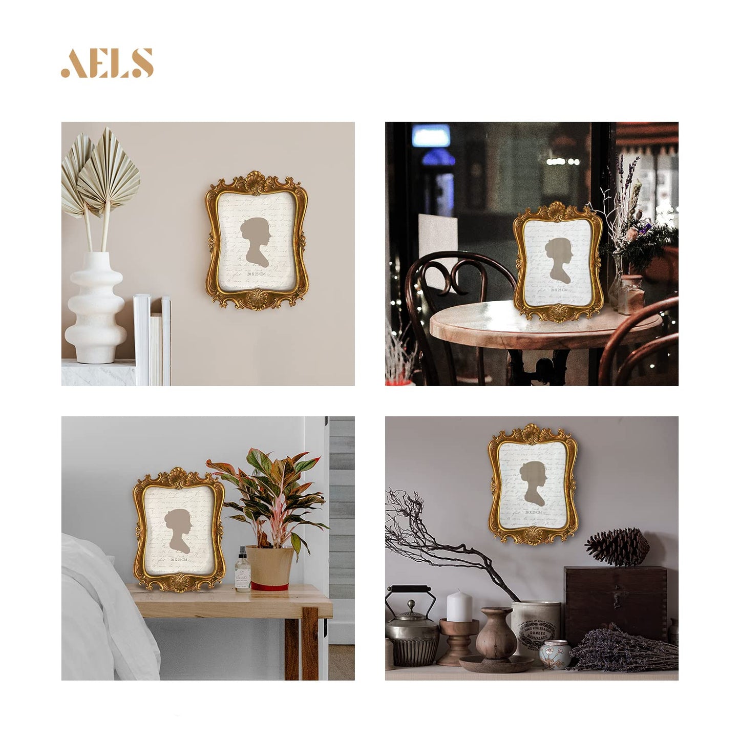AELS 5x7 Inch Vintage Picture Frame, Elegant Antique Photo Frames with Glass Front, Photo Display, Tabletop Wall Hanging, Gift Ideas