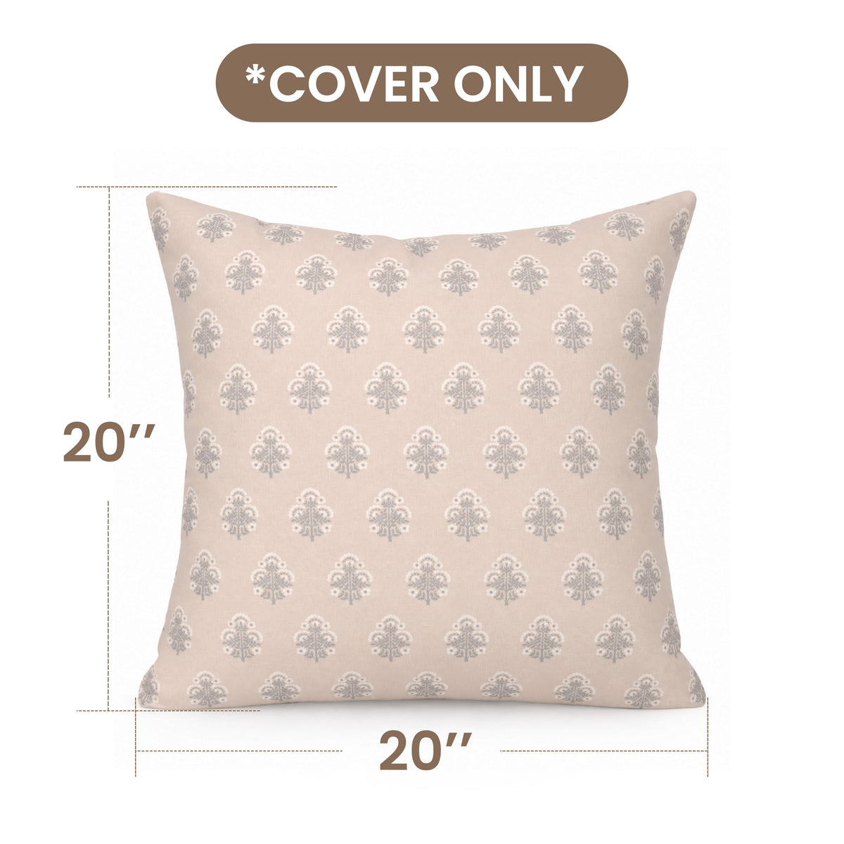 AELS 18x18 Decorative Farmhouse Throw Pillow Covers, Boho Floral Block Print Pillow Covers, Set of 2, Slate Blue Botanical Cushion Covers for Sofa Couch Bed Living Room Bedroom, Cover Only