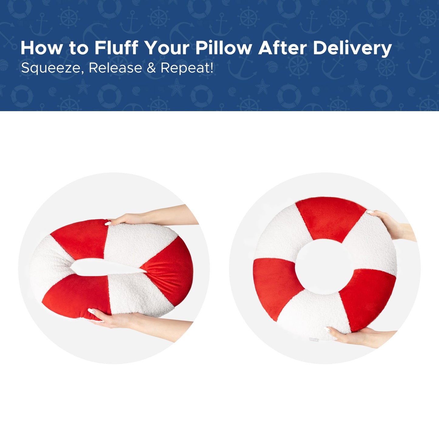 AELS 3D Anchor & Lifebuoy Nautical Decorative Throw Pillows, 19.6"& 15.7" Set of 2, Coastal Decor for Beach Enthusiasts Beach House, Sofa Couch Living Room Bedroom and Nursery, Navy Blue and White