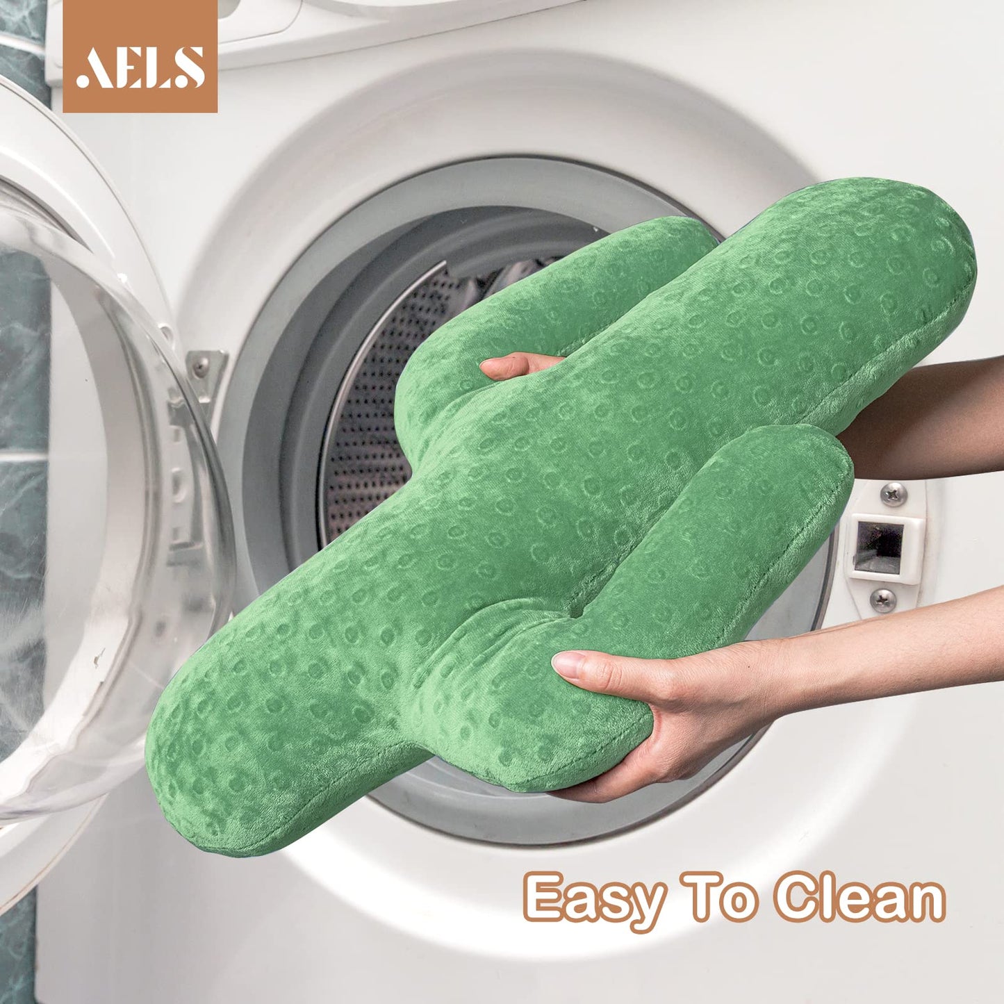 AELS Set of 2 Cactus Decorative Throw Pillows, 22"& 14" Cactus Plush Pillow Set, 3D Office Nap Pillow, Cute Succulent Throw Pillow for Nursery Bedroom Room Decor, Blue Green & Sage Green
