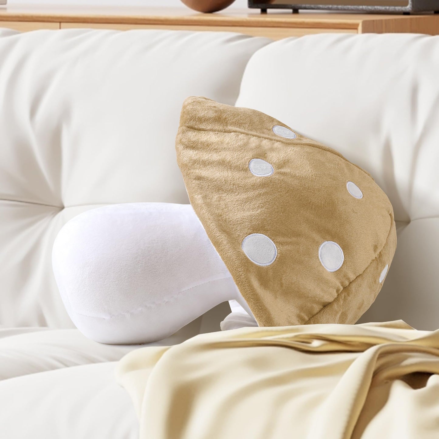 AELS 15.35 Inches Mushroom Pillow, Cute 3D Polka Dot Mushroom Plush, Decorative Throw Pillow for Lover Sofa Couch Living Room Bedroom Decor, Red