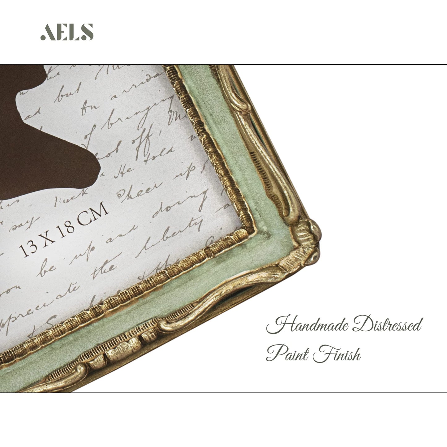 AELS 4x4 Inch Vintage Picture Frame, Elegant Antique Square Photo Frames with Glass Front, Photo Display, Tabletop Wall Hanging, Gift Ideas, Gold and Green