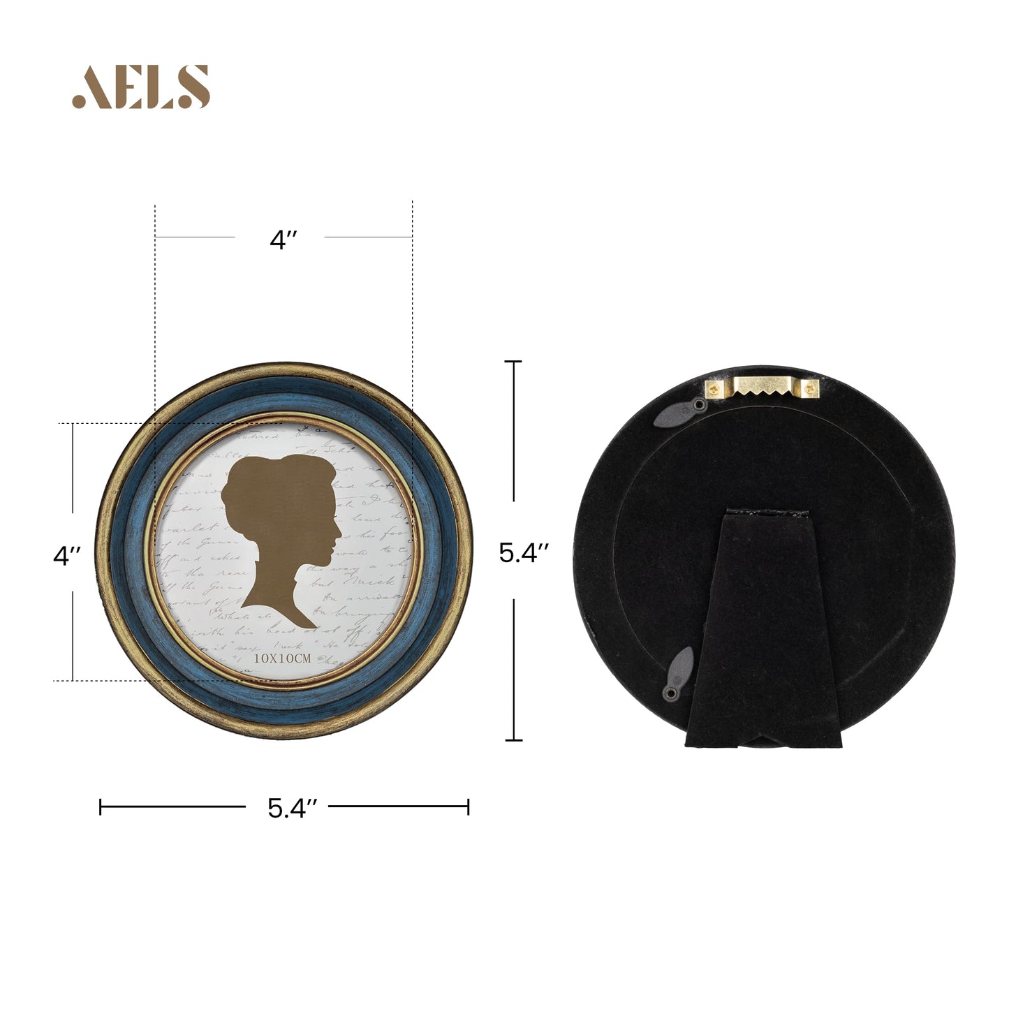 AELS 2.5x3.5 Inch Small Wallet Size Vintage Picture Frame, Elegant Antique Mini Photo Frames with Glass Front, Photo Display, Tabletop Wall Hanging, Gift Ideas, Black Oval with Gold Trim