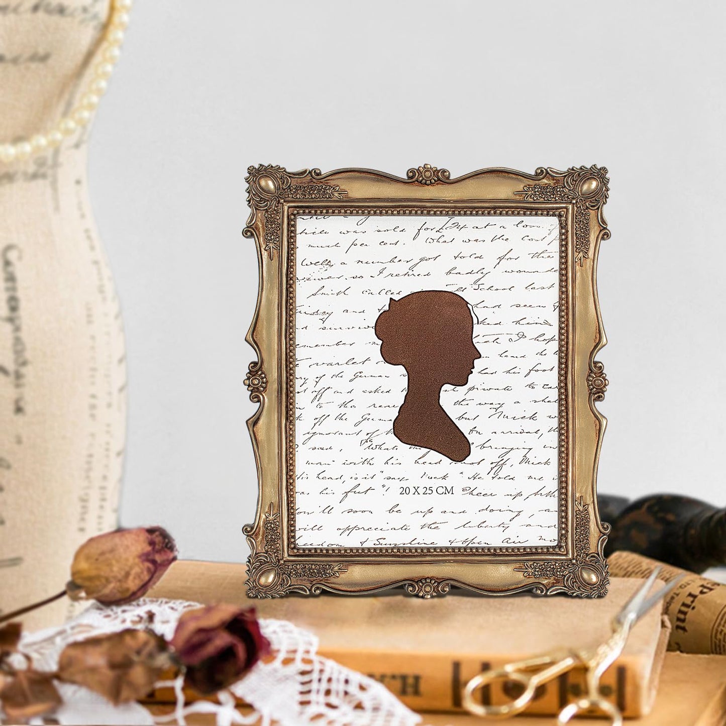 AELS 5x7 Inch Vintage Picture Frame, Elegant Antique Photo Frames with Glass Front, Photo Display, Tabletop Wall Hanging, Gift Ideas, Gold and Black