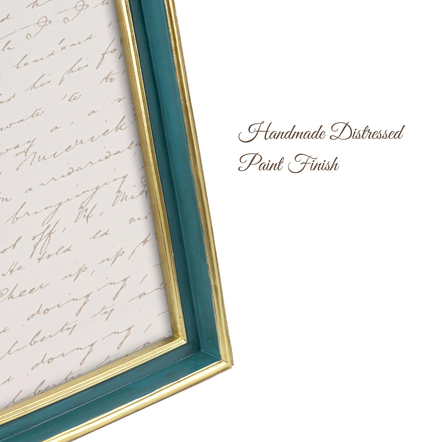 AELS 8x10 Inch Vintage Picture Frame, Elegant Antique Photo Frames with Glass Front, Photo Display, Tabletop Wall Hanging, Gift Ideas, Teal Blue with Gold Trim