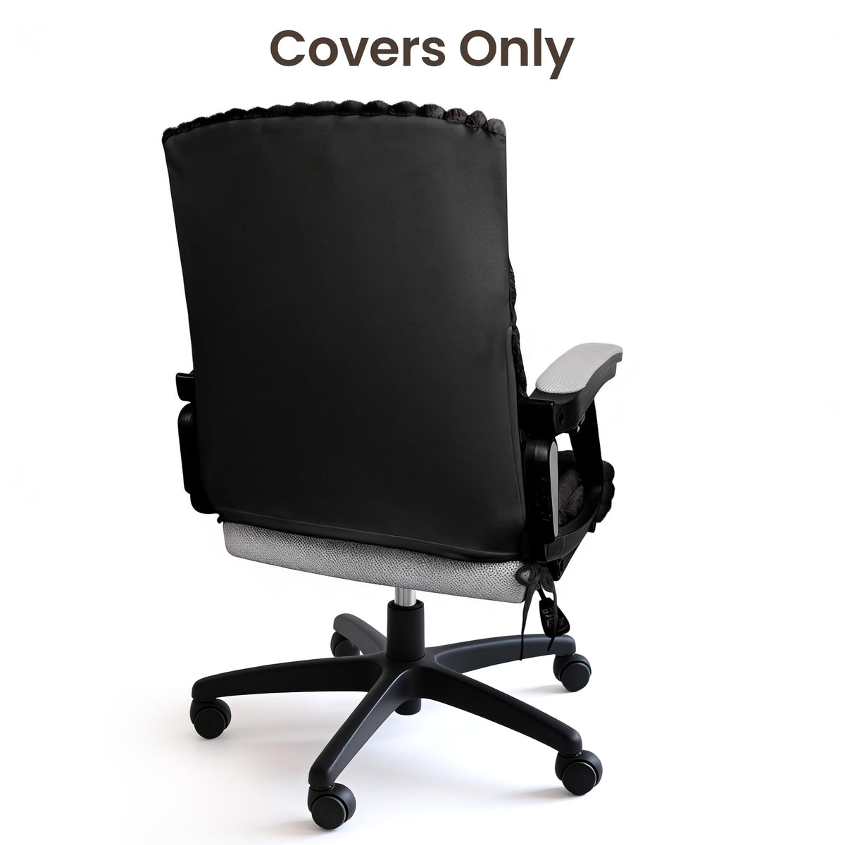 AELS Faux Fur Office Chair Cover with Zipper, Chair Slipcover Dark Grey