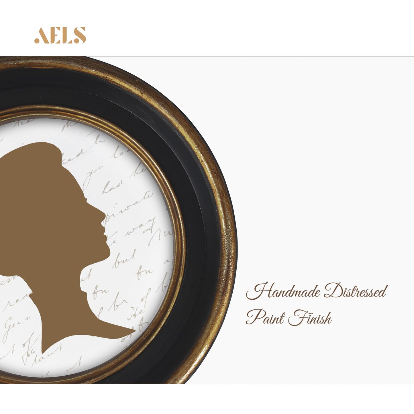 AELS 2.5x3.5 Inch Small Wallet Size Vintage Picture Frame, Elegant Antique Mini Photo Frames with Glass Front, Photo Display, Tabletop Wall Hanging, Gift Ideas, Black Oval with Gold Trim