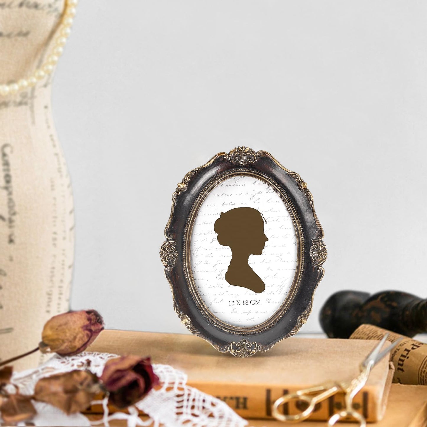 AELS 4x6 Inch Vintage Picture Frame, Elegant Antique Photo Frames with Glass Front, Photo Display, Tabletop Wall Hanging, Gift Ideas, Oval