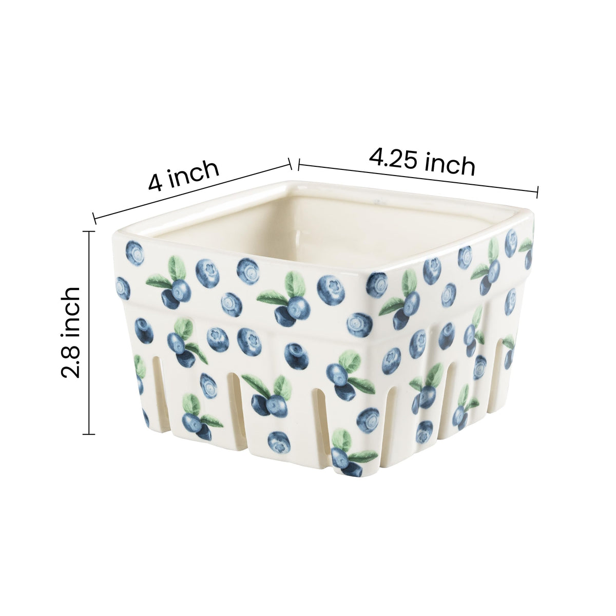 Ceramic Berry Basket, Farmhouse Fruit Bowl Container for Fruit & Vegetables, Farmers Market, Pink Floral Pattern, Kitchen Decor, Stoneware Harvest Bowls, Set of 4