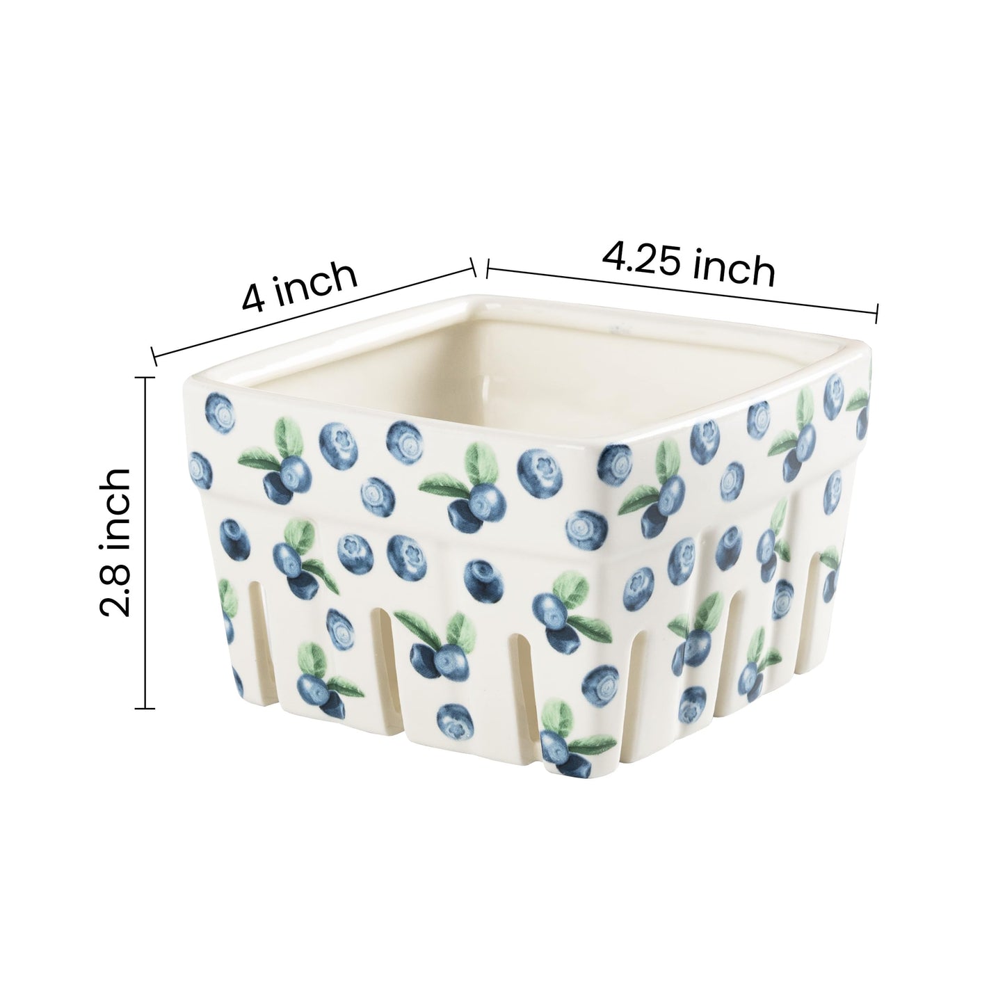 AELS Ceramic Berry Basket, Farmhouse Fruit Bowl Container for Fruit & Vegetables, Farmers Market, Kitchen Decor, Stoneware Harvest Bowls, Set of 4, Navy Blueberry