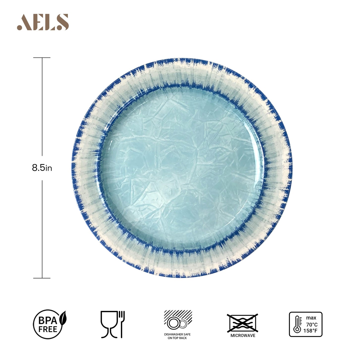 AELS Melamine Dinnerware Set of 12 Pcs Dinner Dishes Set for Indoor and Outdoor Use, Dishwasher Safe, Lightweight Unbreakable, BPA Free, Light Blue