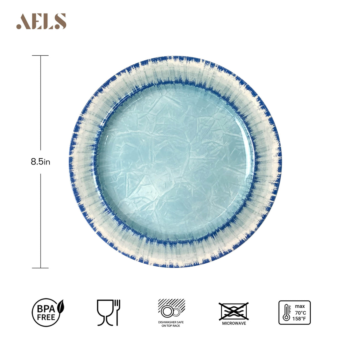 AELS Melamine Dinnerware Set of 18 Pcs Dinner Dishes Set, Lightweight Unbreakable for Indoor and Outdoor Use, BPA Free, Dishwasher Safe, Light Blue