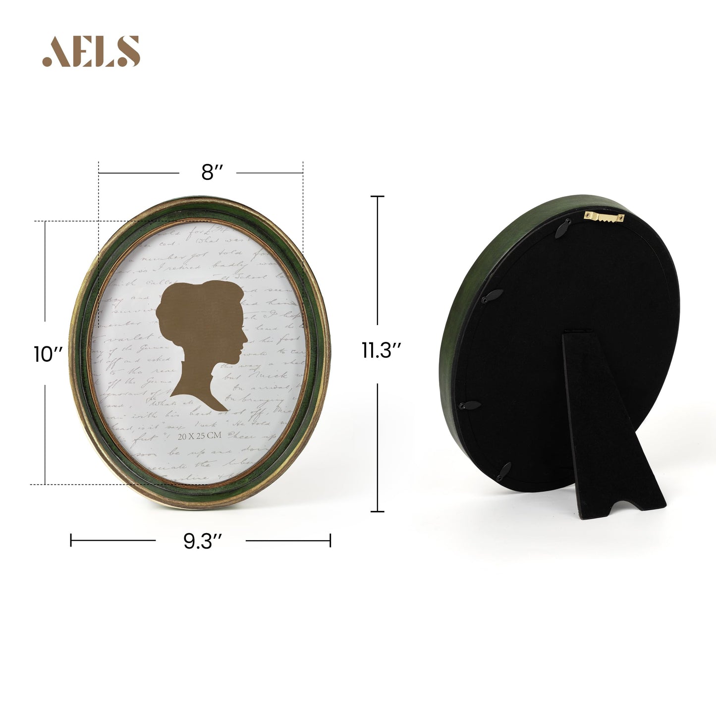 AELS 2.5x3.5 Inch Small Wallet Size Vintage Picture Frame, Elegant Antique Mini Photo Frames with Glass Front, Photo Display, Tabletop Wall Hanging, Gift Ideas, Black Oval with Gold Trim