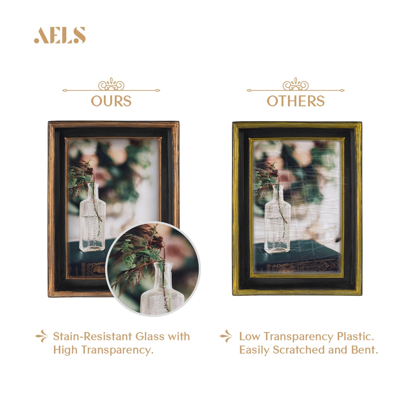 AELS 8x10 Inch Vintage Picture Frame, Elegant Antique Photo Frames with Glass Front, Photo Display, Tabletop Wall Hanging, Gift Ideas, Teal Blue with Gold Trim