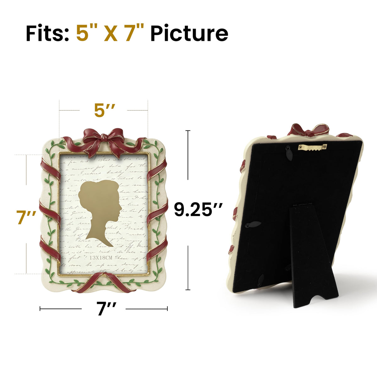 AELS 4x6 Inch Vintage Christmas Tree Picture Frames White Gold Bow