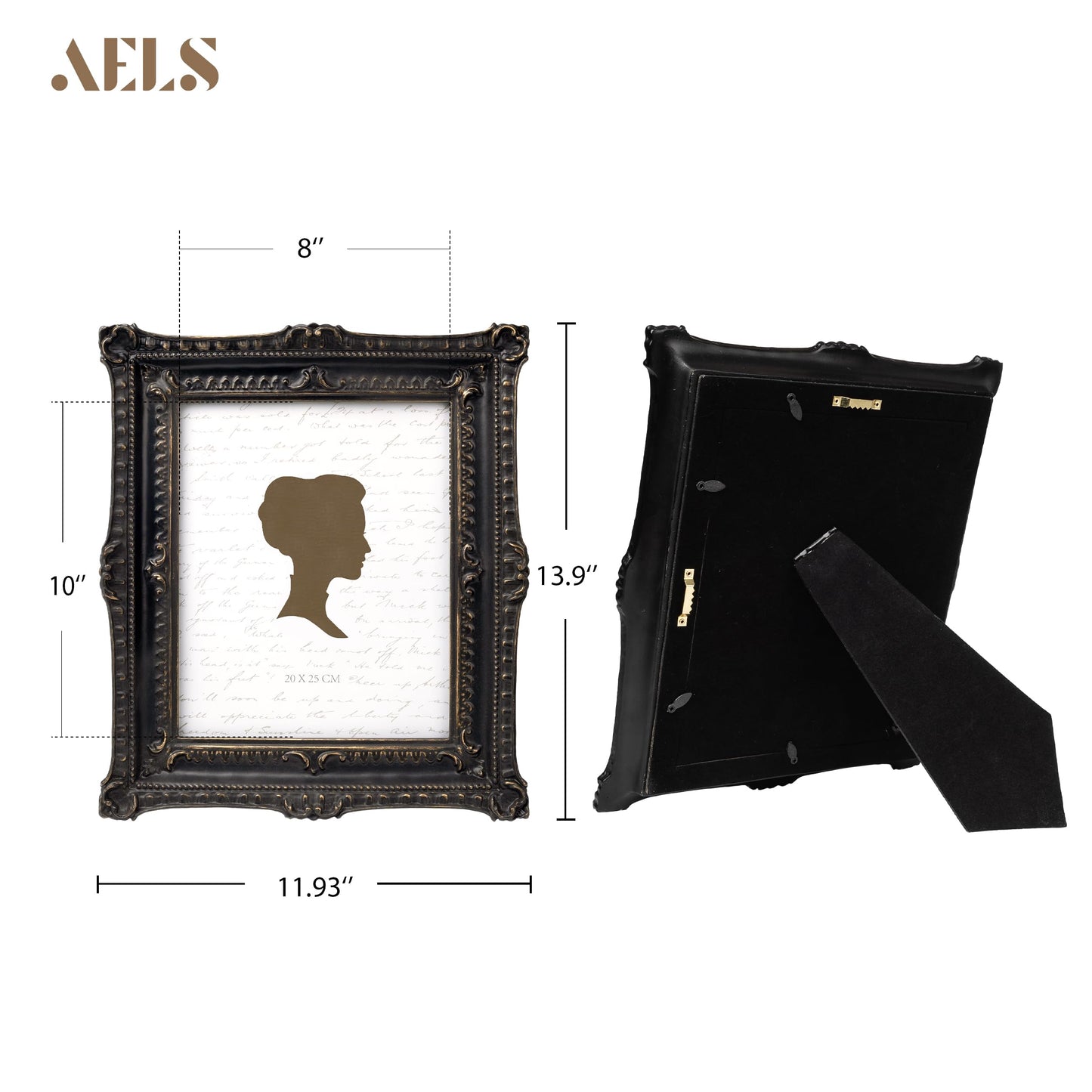 AELS Vintage Picture Frame 8x10 Inch, Luxury Antique Photo Frames with Glass Front, Photo Display, Tabletop Wall Hanging, Gift Ideas, Gold