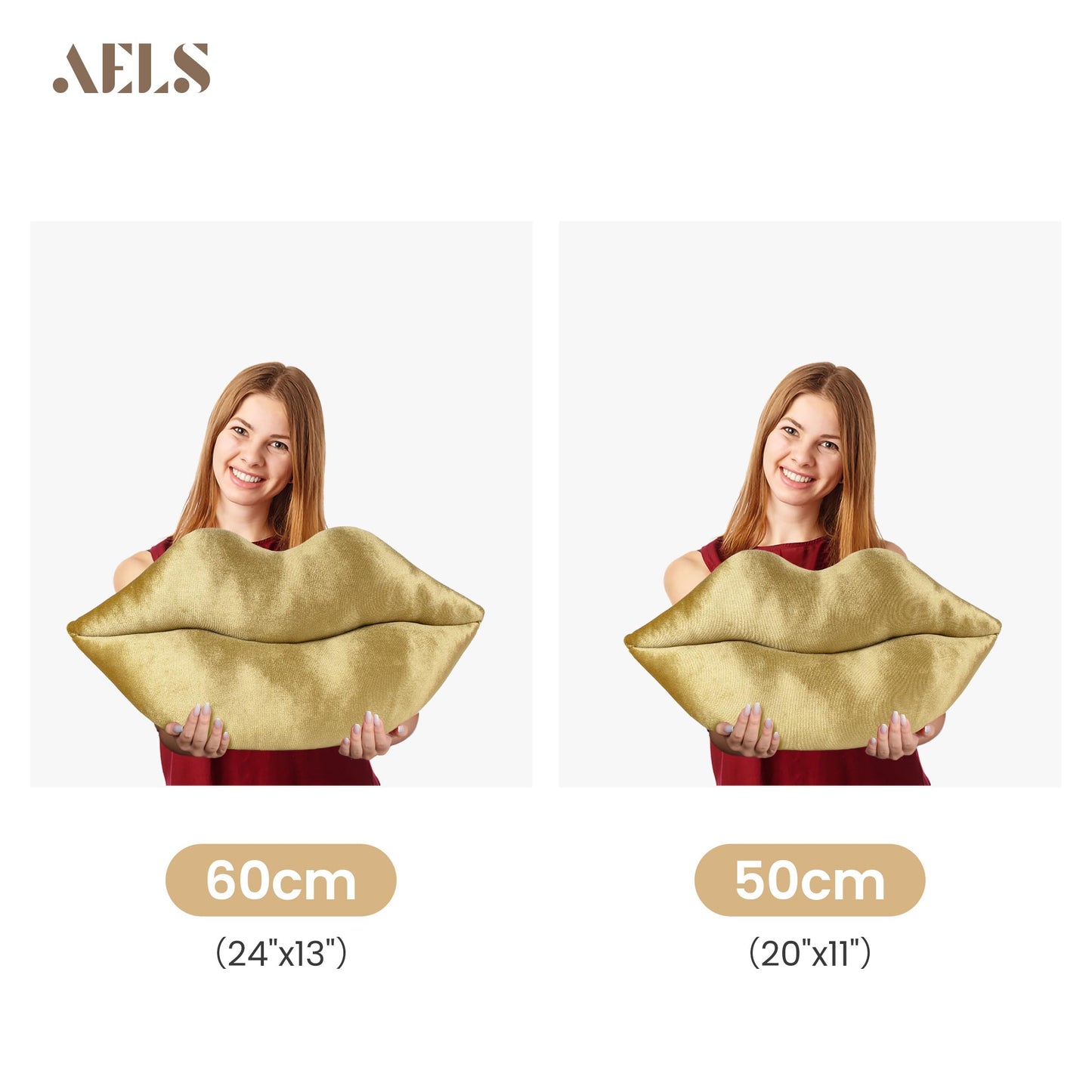 AELS 3D Large Lips Throw Pillows, Soft Decorative Love Pillows, Velvet Cute Pillow, 24 x 12 inches for Couch, Sofa, Bed, Living Room, Bedroom, Red