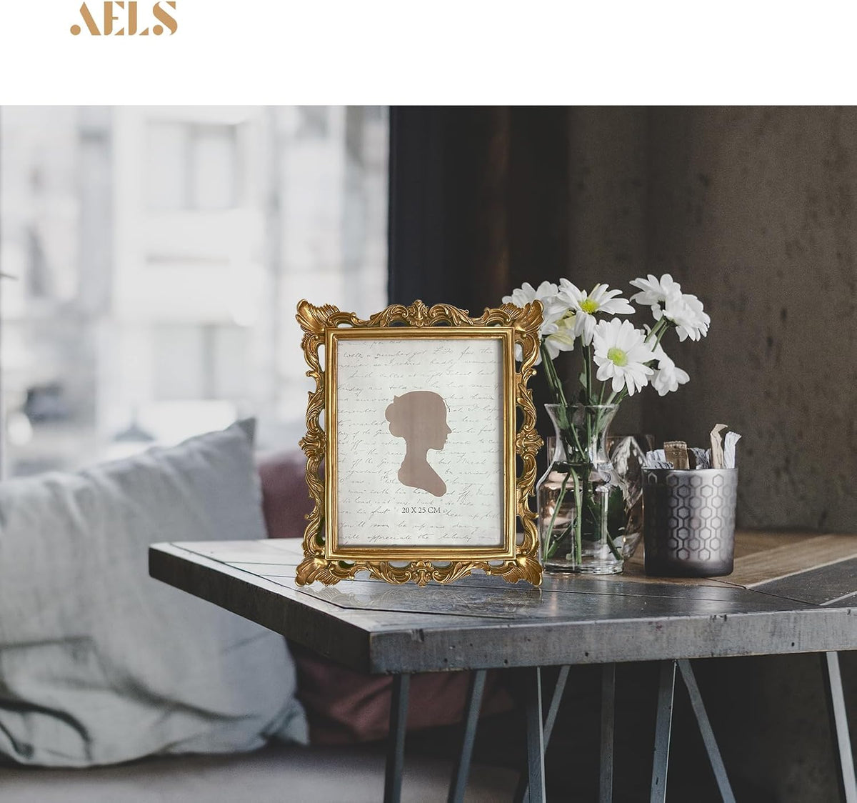 AELS 8x10 Inch Vintage Picture Frame, Elegant Antique Photo Frames with Glass Front, Photo Display, Tabletop Wall Hanging, Gift Ideas, Golden Bronze