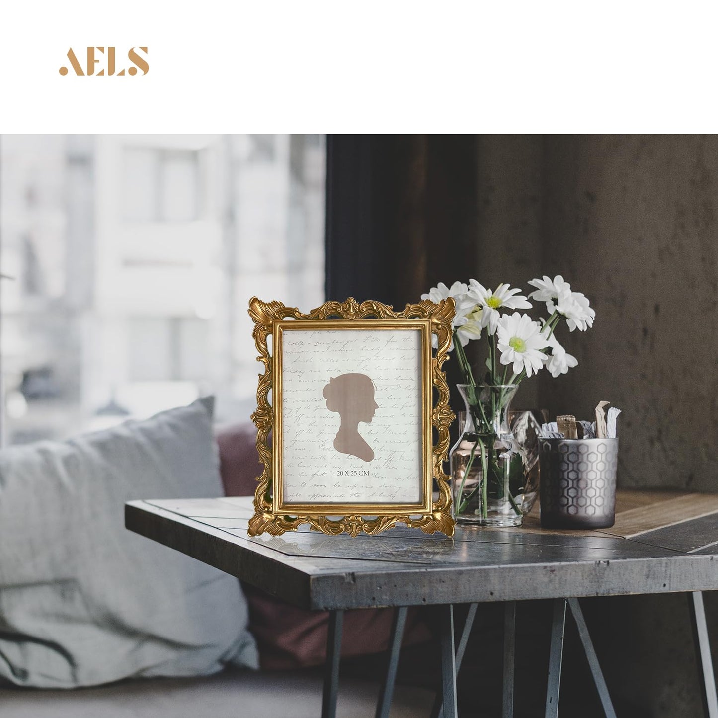 AELS 4x6 Inch Vintage Picture Frame, Elegant Antique Photo Frames with Glass Front, Photo Display, Tabletop Wall Hanging, Gift Ideas