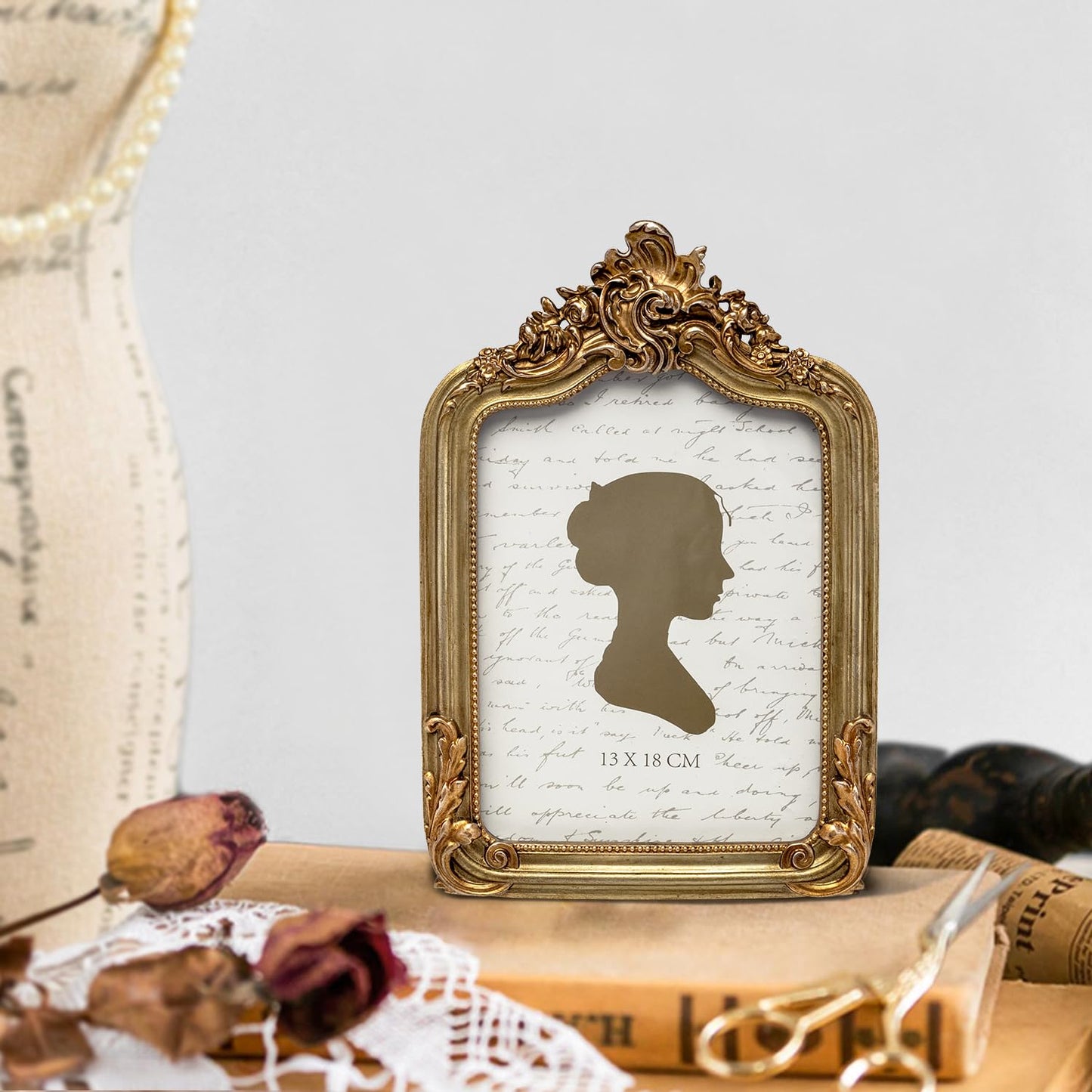 AELS 4x6 Inch Vintage Picture Frame, Elegant Antique Photo Frames with Glass Front, Photo Display, Tabletop Wall Hanging, Gift Ideas