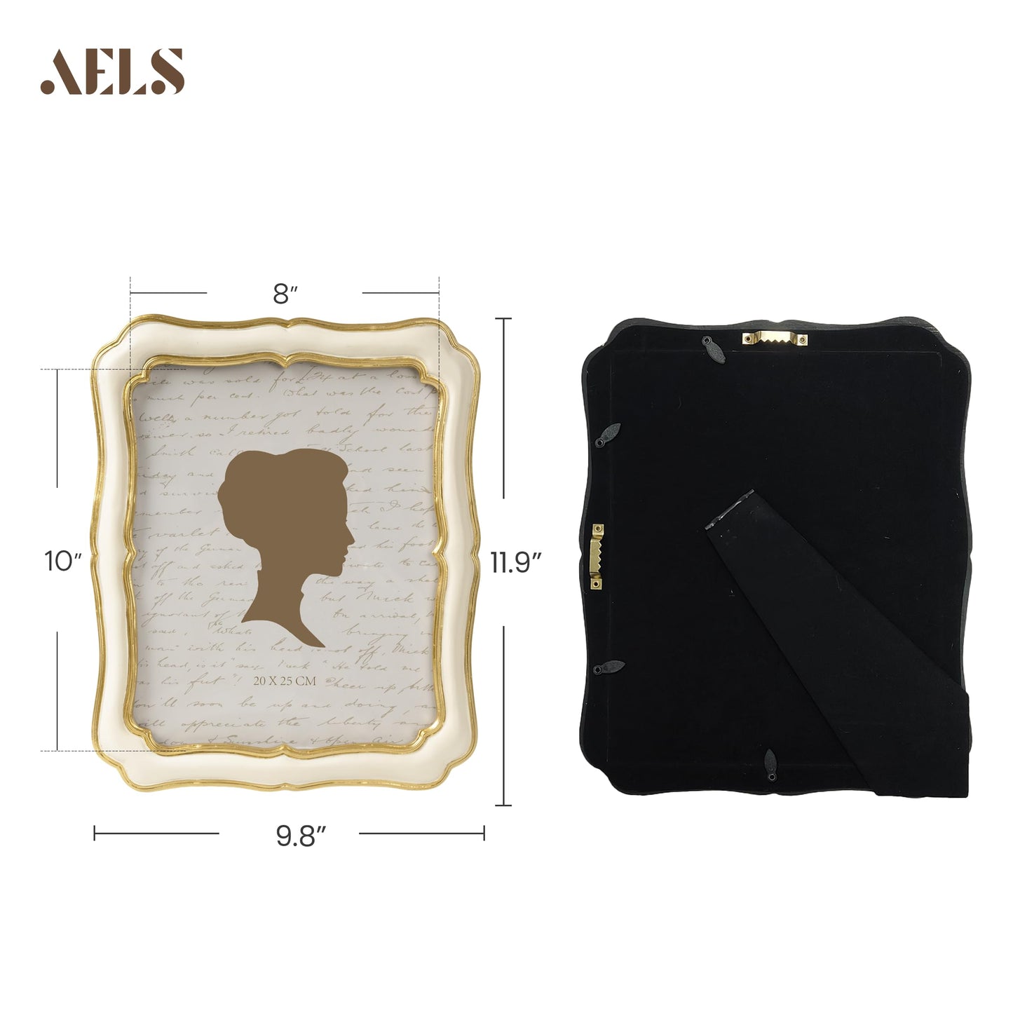 AELS 5x7 Inch White Gold Vintage Picture Frame, Elegant Antique Photo Frames with Glass Front, Photo Display, Tabletop Wall Hanging, Gift Ideas