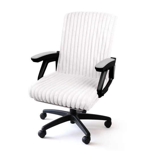 AELS Faux Fur Striped Office Chair Cover, Desk Chair Cover Computer Office Chair Covers - Fits Desk Chair/Armchair, Soft Breathable Fabric - Washable & Removable for Home & Office, Cream White