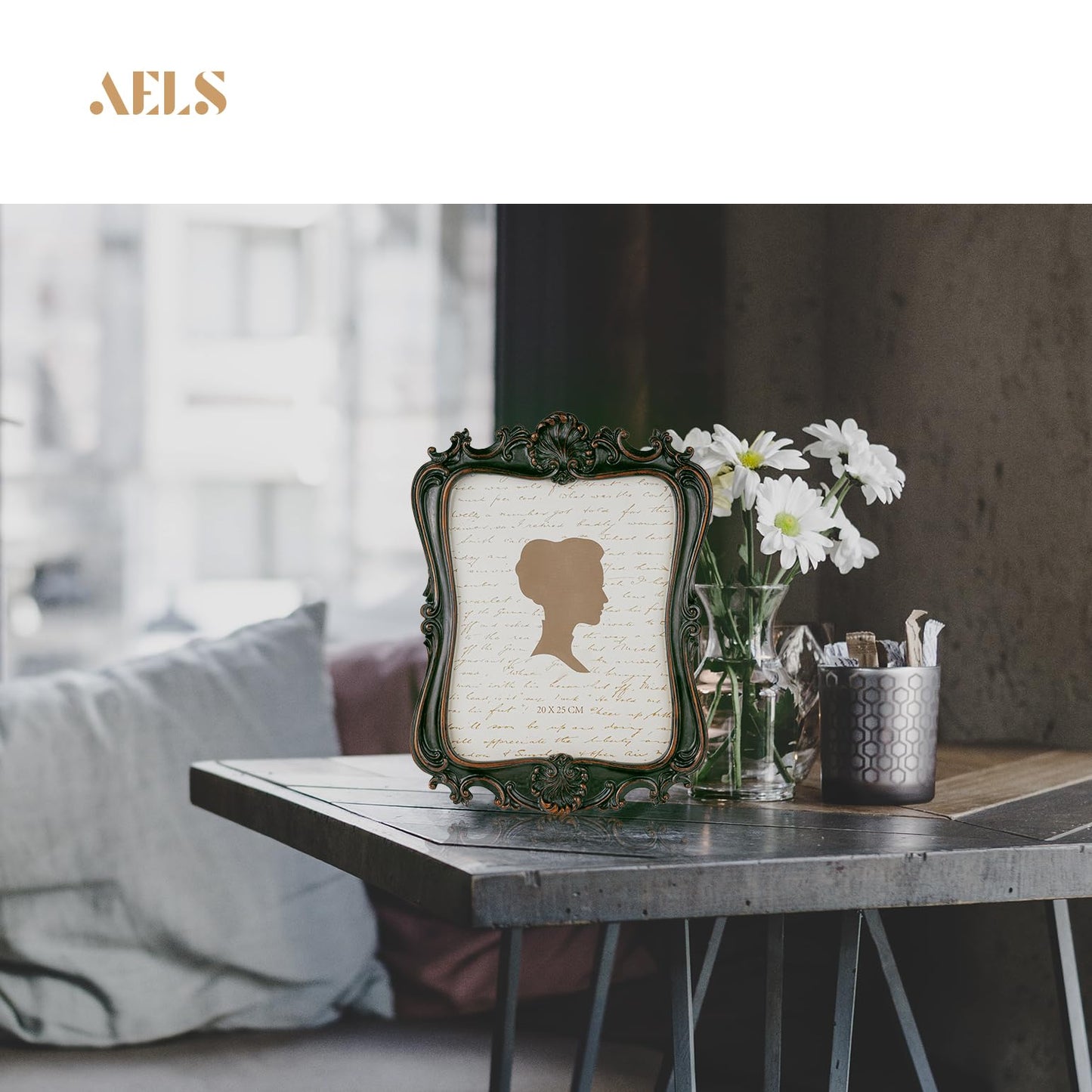 AELS 5x7 Inch Vintage Picture Frame, Elegant Antique Photo Frames with Glass Front, Photo Display, Tabletop Wall Hanging, Gift Ideas