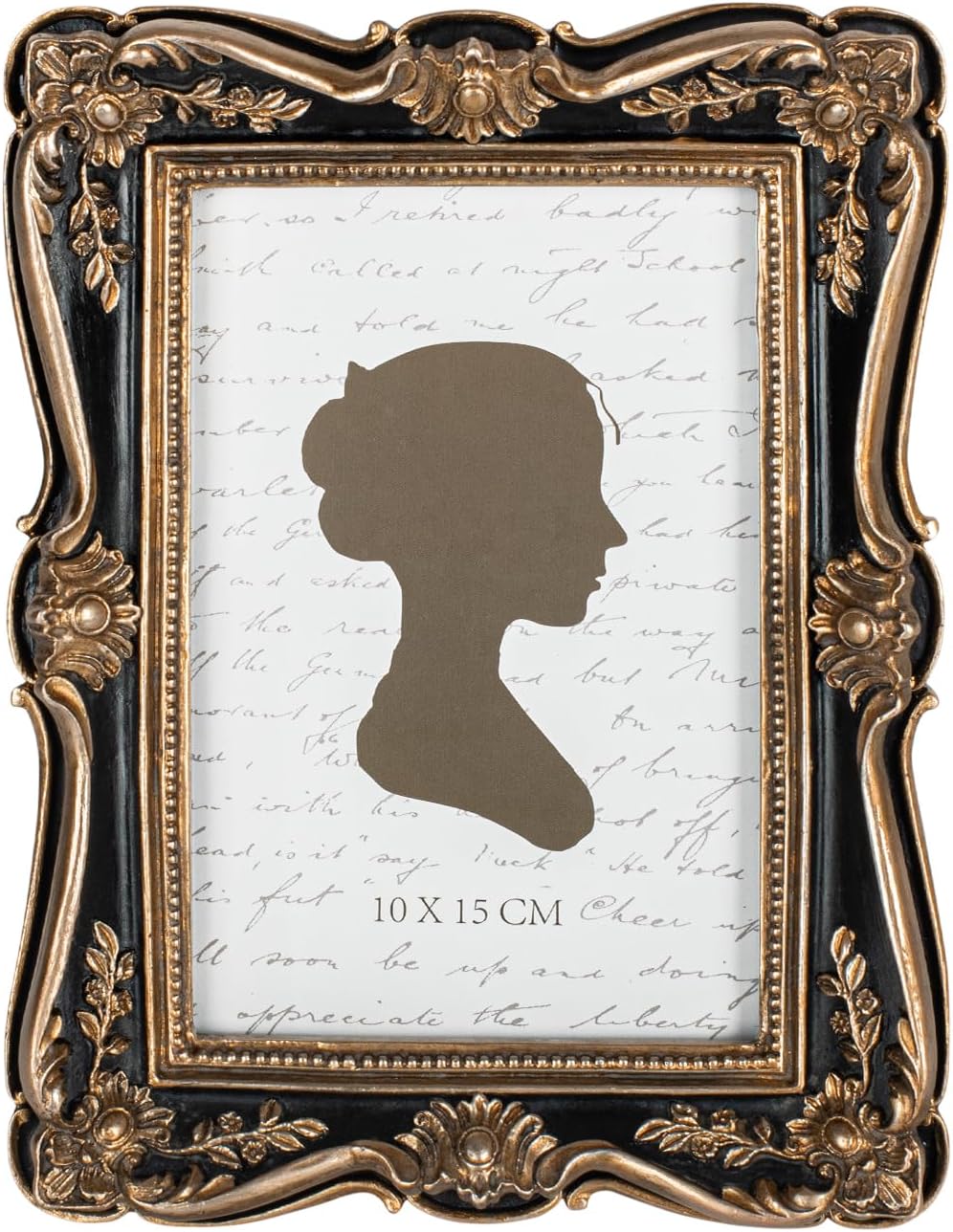 AELS 4x6 Inch Vintage Picture Frame, Elegant Antique Photo Frames with Glass Front, Photo Display, Tabletop Wall Hanging, Gift Ideas, Gold and Black