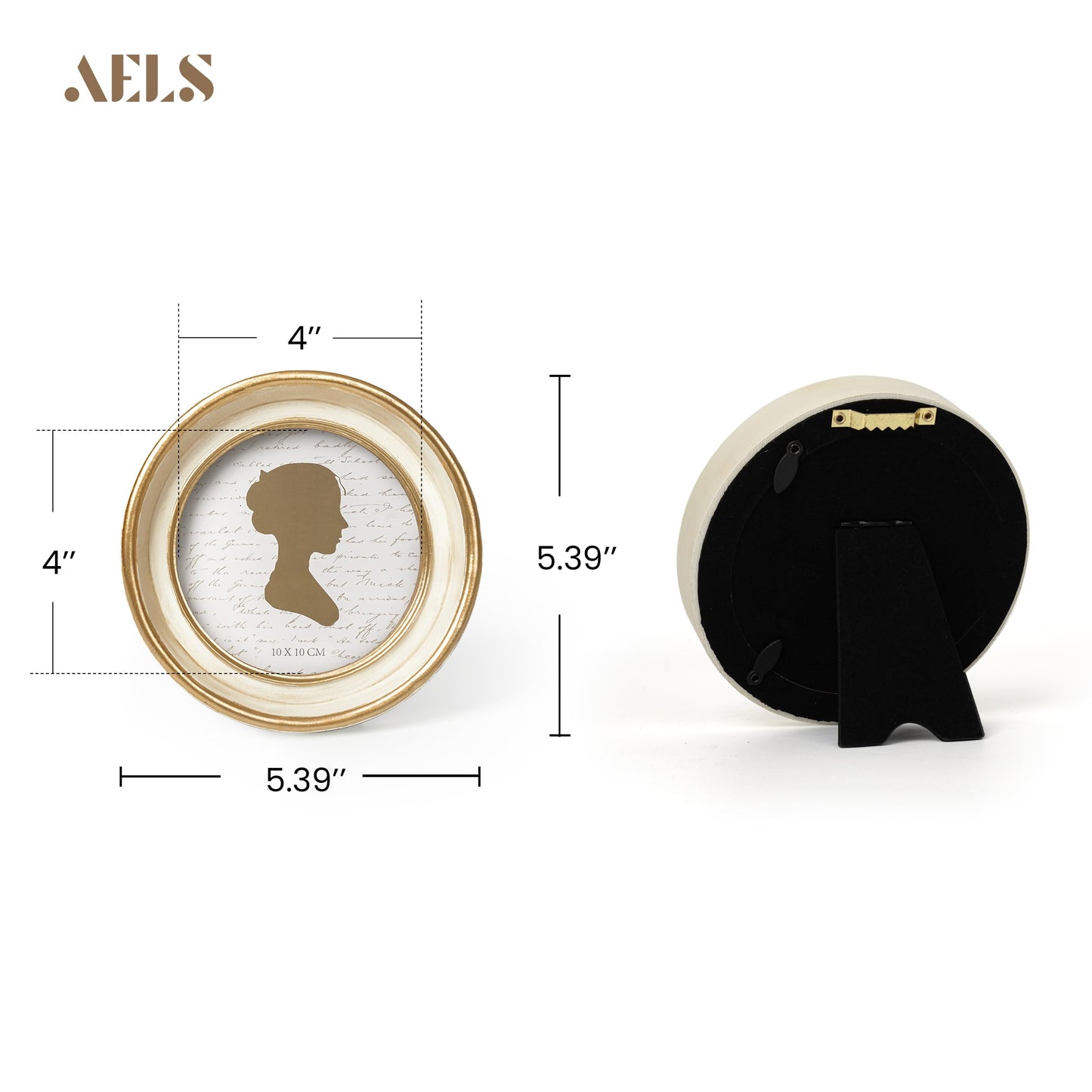 AELS 2.5x3.5 Inch Small Wallet Size Vintage Picture Frame, Elegant Antique Mini Photo Frames with Glass Front, Photo Display, Tabletop Wall Hanging, Gift Ideas, Black Oval with Gold Trim