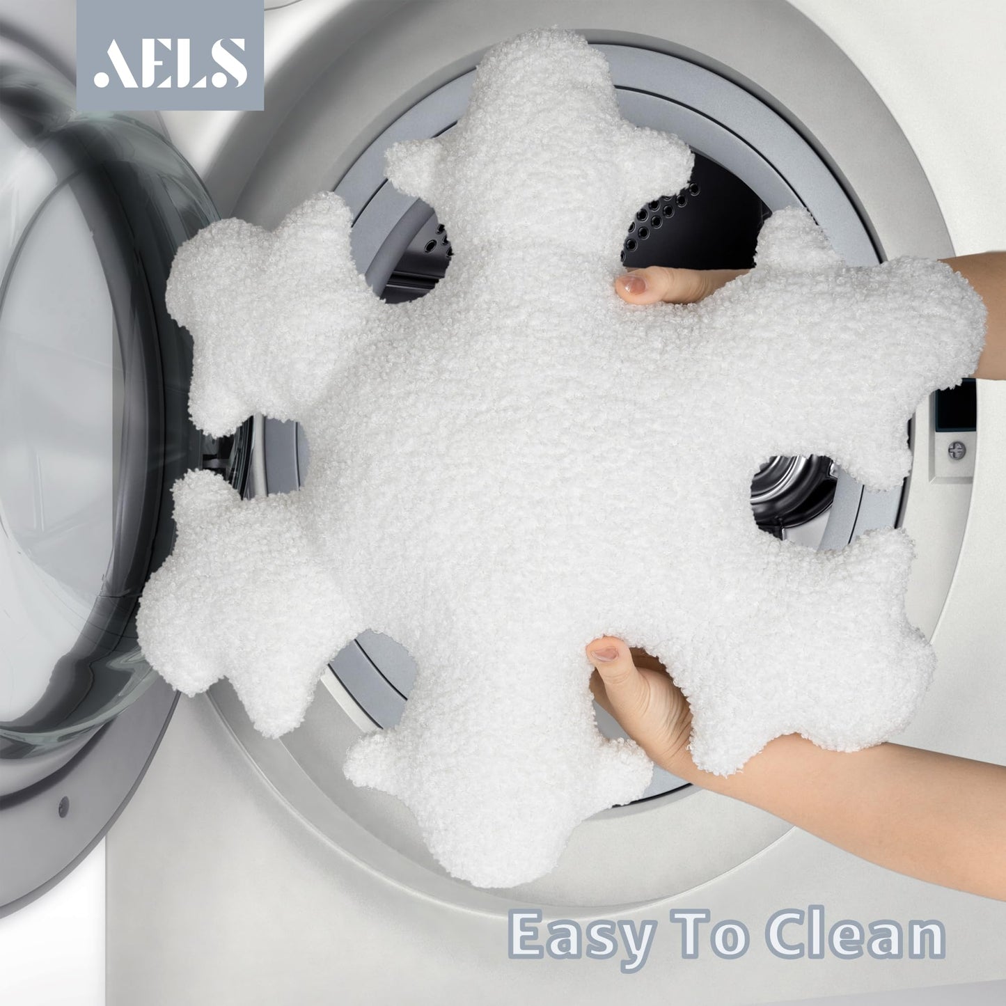 AELS 21.6 Inches Tufted 3D Snowflake Christmas Decorative Throw Pillow, Cute Winter Plush Throw Pillow, Living Room Bedroom Nursery Decor, Christmas Decoration