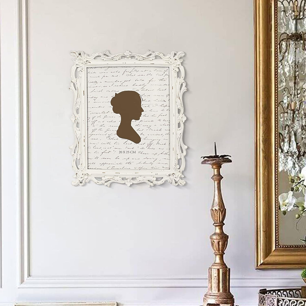 AELS 8x10 Inch Vintage Picture Frame, Elegant Antique Photo Frames with Glass Front, Photo Display, Tabletop Wall Hanging, Gift Ideas, Off White