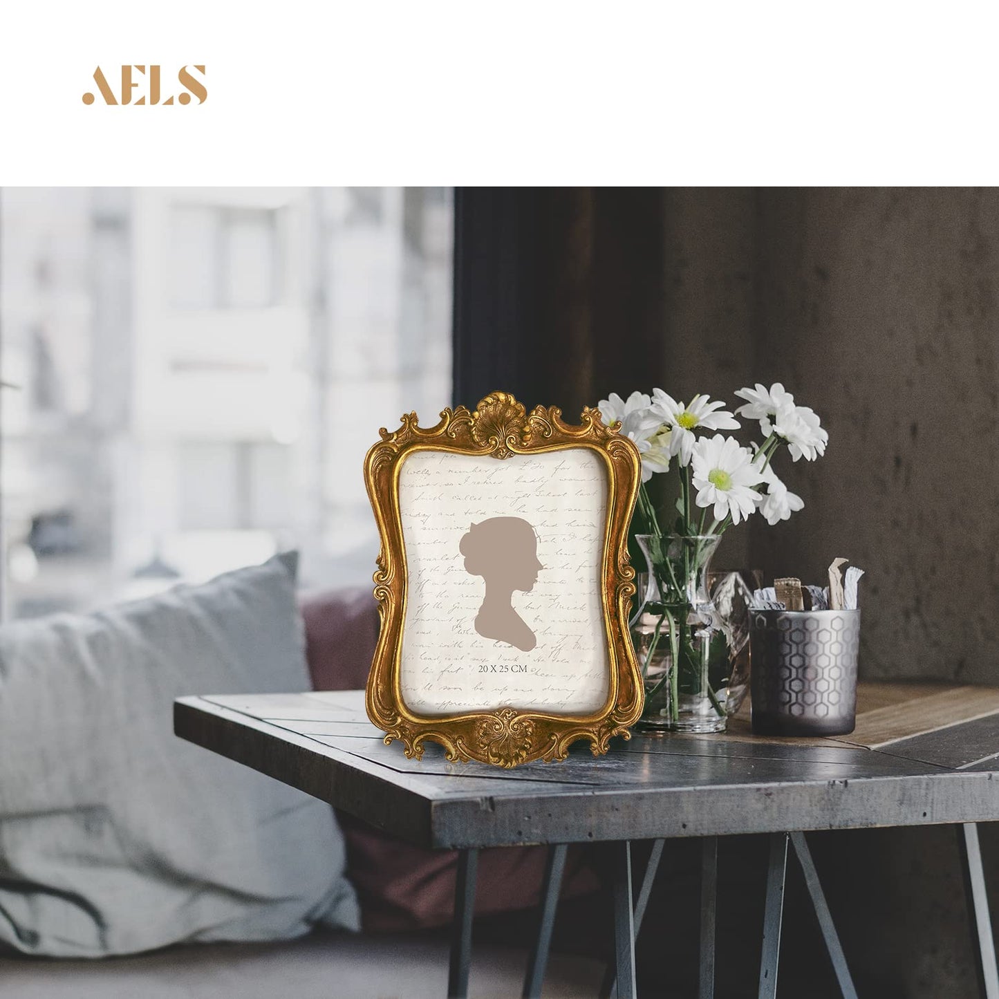 AELS 5x7 Inch Vintage Picture Frame, Elegant Antique Photo Frames with Glass Front, Photo Display, Tabletop Wall Hanging, Gift Ideas