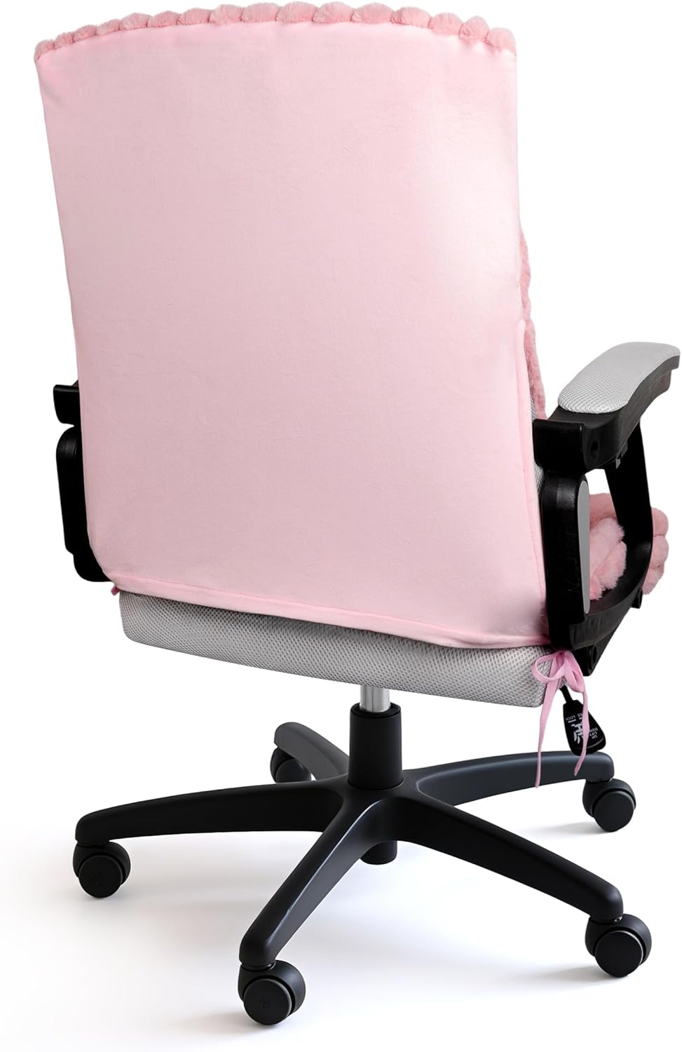 AELS Faux Fur Striped Office Chair Cover, Desk Chair Cover Computer Office Chair Covers - Fits Desk Chair/Armchair, Soft Breathable Fabric - Washable & Removable for Home & Office, Pink