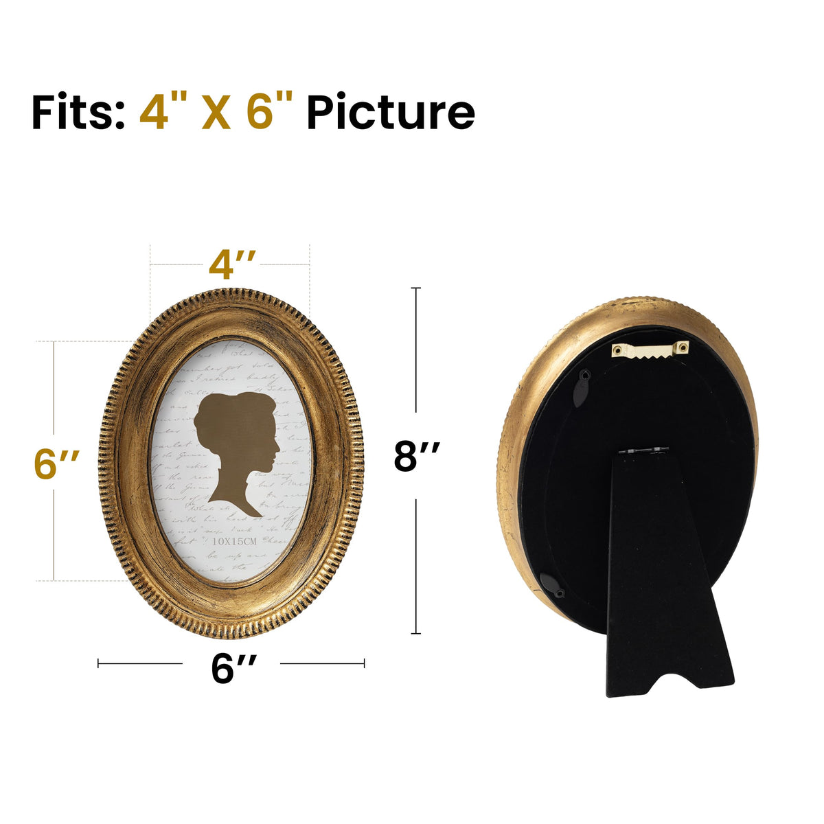AELS 5x7 Inch Vintage Oval Picture Frame, Elegant Antique Ridged Design Photo Frames with Glass Front, Photo Display, Tabletop Wall Hanging, Gift Ideas, Distressed Bronze