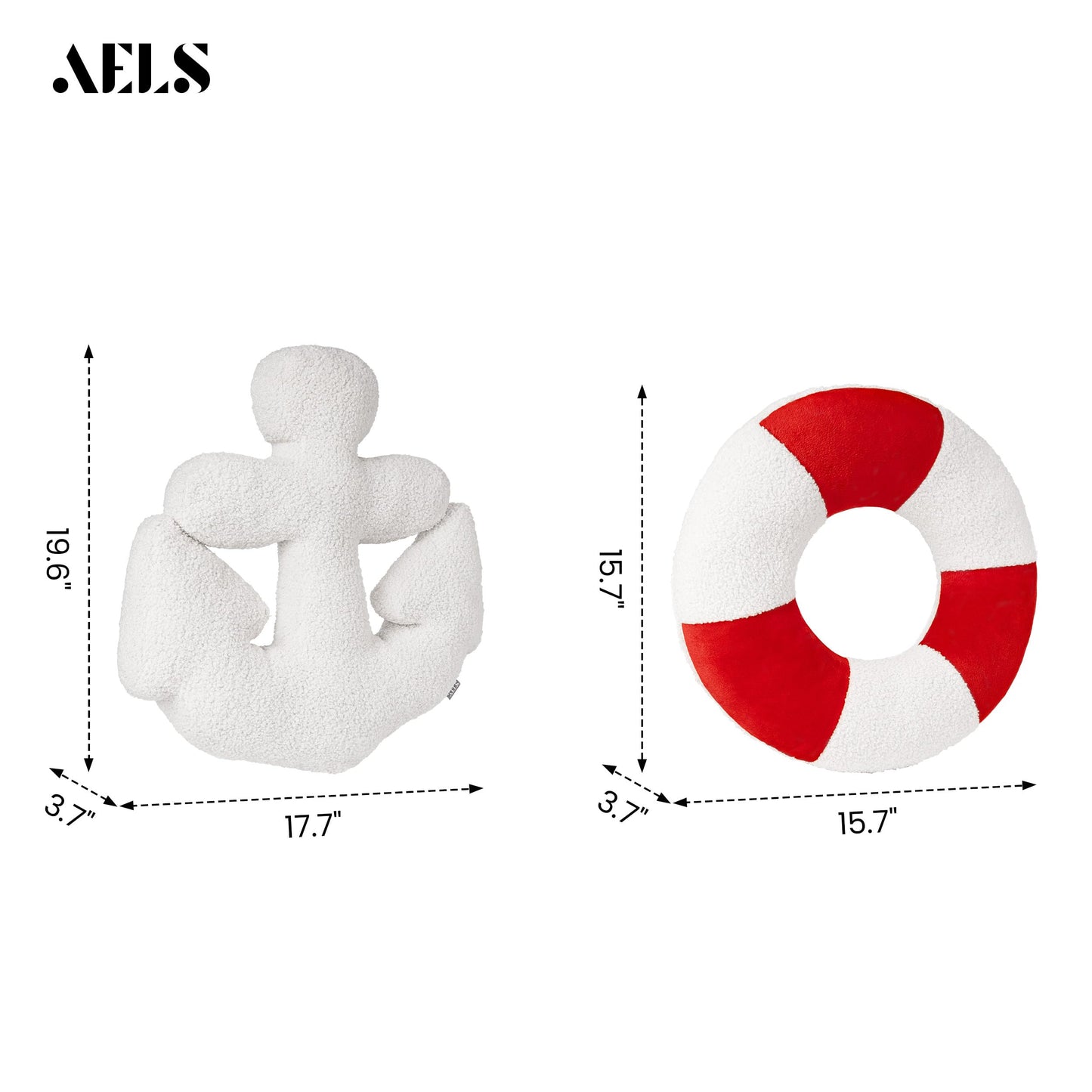 AELS 3D Anchor & Lifebuoy Nautical Decorative Throw Pillows, 19.6"& 15.7" Set of 2, Coastal Decor for Beach Enthusiasts Beach House, Sofa Couch Living Room Bedroom and Nursery, Navy Blue and White